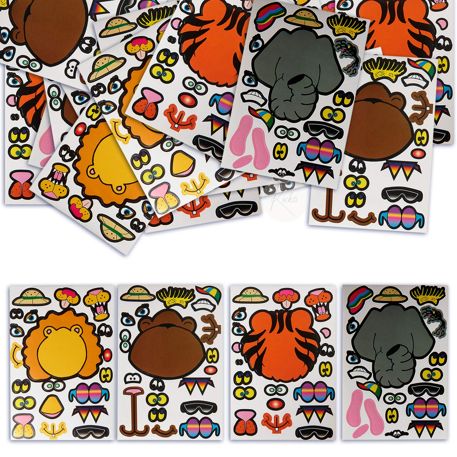 Kicko Make a Zoo Animal Sticker - Set of 36 Cute Stickers Scene for Birthday Treat, Goody Bags, School Activity, Group Projects, Room Decor, Arts and Crafts