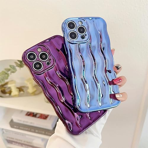 Miniatura 3 de SKYLMW Diseñada para iPhone 13 de 6.1 pulgadas 2021, patrón de forma de ondulación de agua, lindo marco de onda rizada kawaii, TPU suave a prueba de