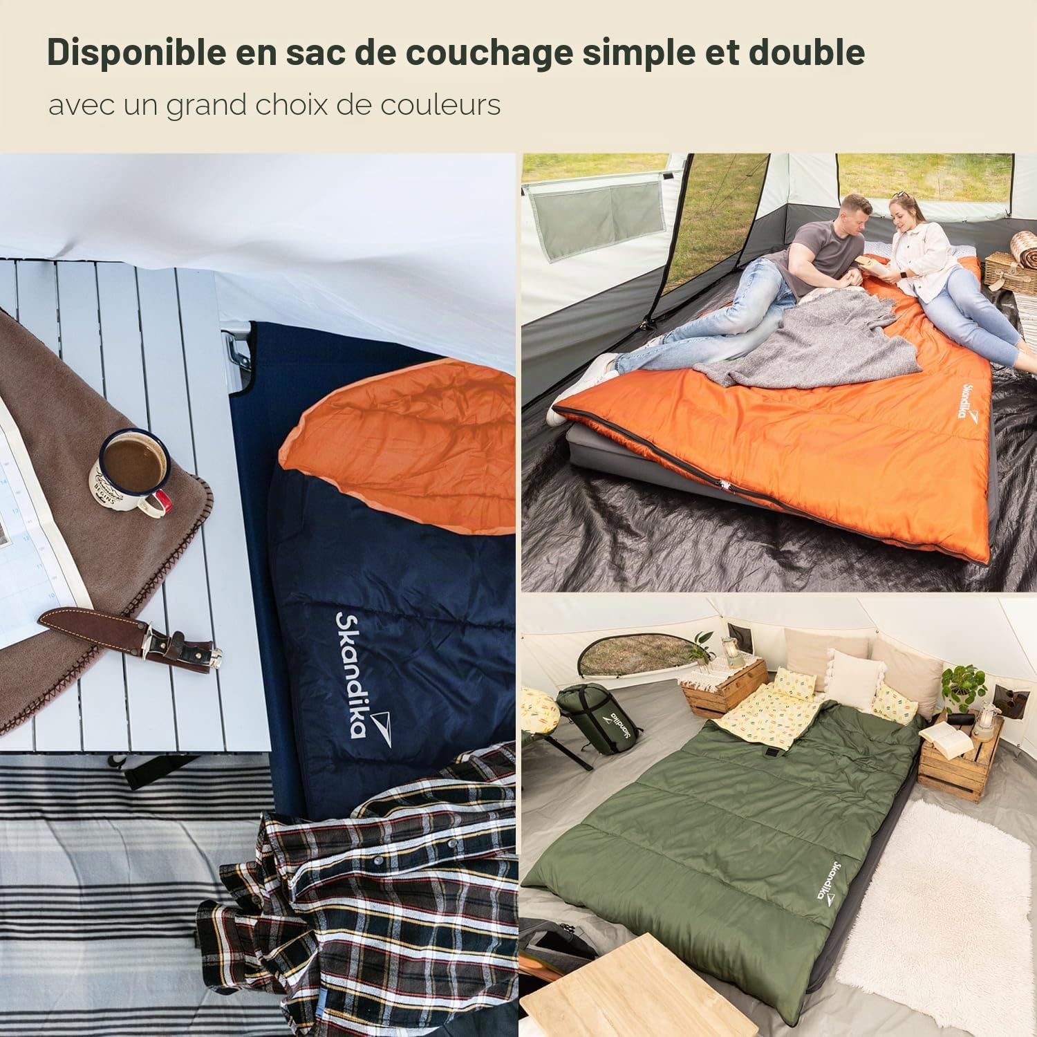 Skandika Sac de couchage Iceland - Avec doublure intérieure en polycoton - Pour adulte - Peut être couplé - 3 saisons - Jusqu'à 5 °C - 220 x 80 cm - Sac de compression - Pour l'hiver et l'extérieur