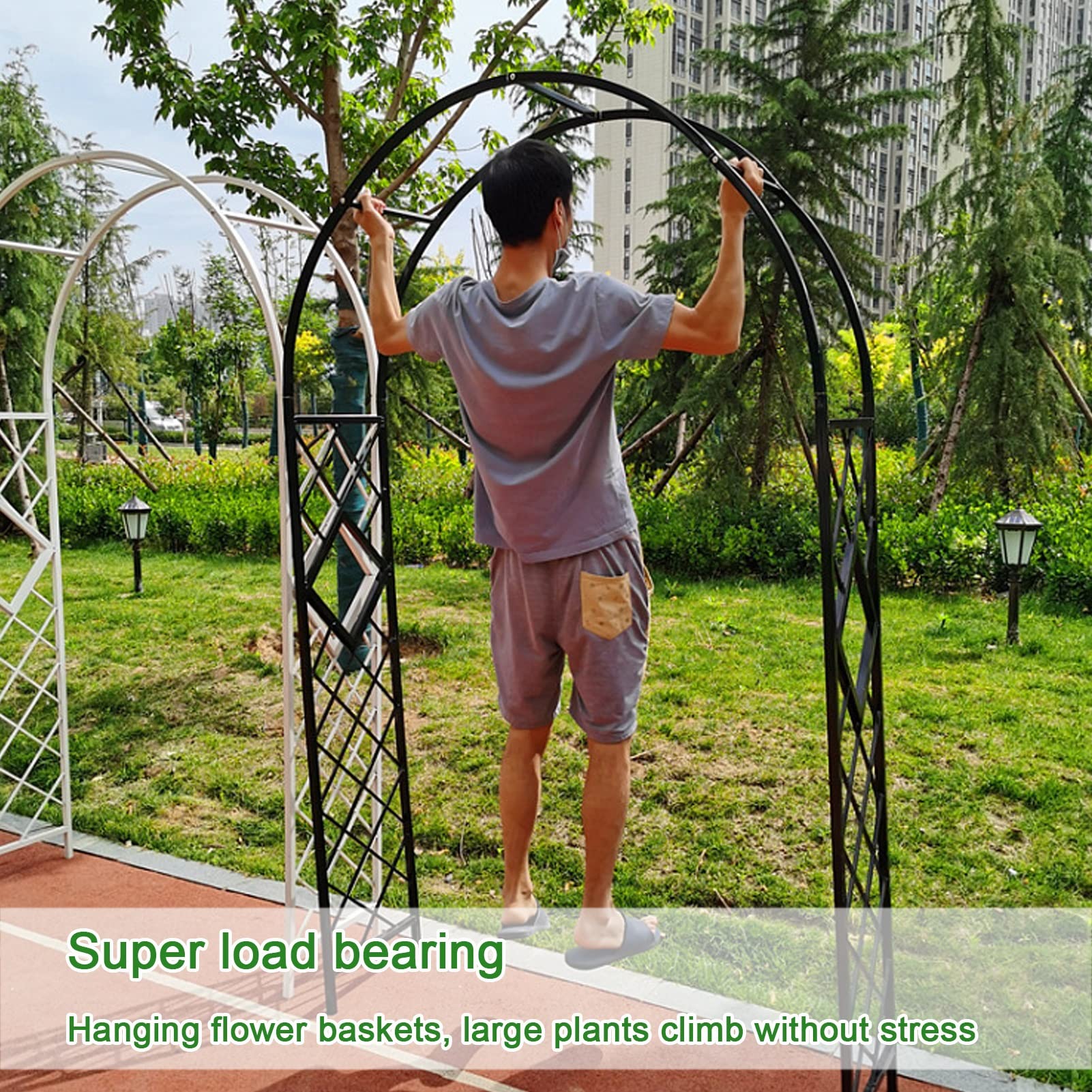 Arco da giardino per piante rampicanti, griglia in ferro battuto, arco per rose, pergolato decorativo da giardino, facile da installare, per esterni, prato, terrazza, matrimoni e serate romantiche