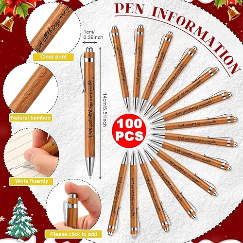 Miniatura 6 de Colarr Juego de 200 piezas de regalos cristianos con Dios, todas las cosas son posibles, Mateo 19 26, bolígrafo de bambú bíblico inspirador, bloc de