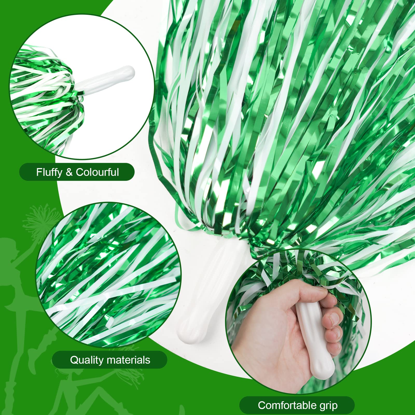 Vklopdsh 24 pompon da cheerleader, in lamina metallica, con manico in plastica, per adulti, bambini, cheerleader, feste, blu Vklopdsh 24 pompon da cheerleader, in lamina metallica, con manico in plastica, per adulti, bambini, cheerleader, feste, blu