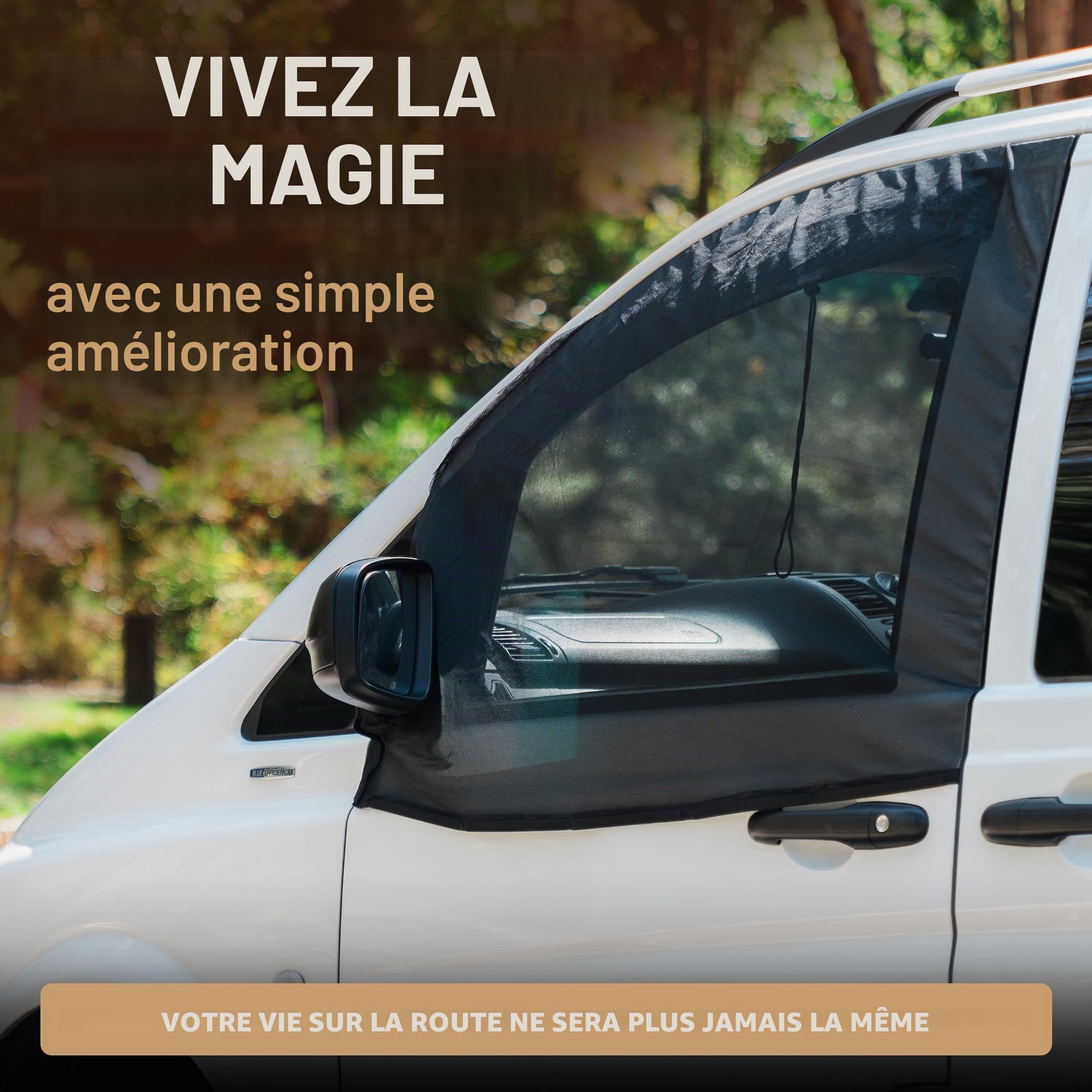 Living in a Bubble Lot de 2 moustiquaires magnétiques pour Portes Avant - Taille Universelle pour Sprinter, Metris, Ford Transit et Autres Vans et Voitures - Car Living Essentials et Accessoires Van