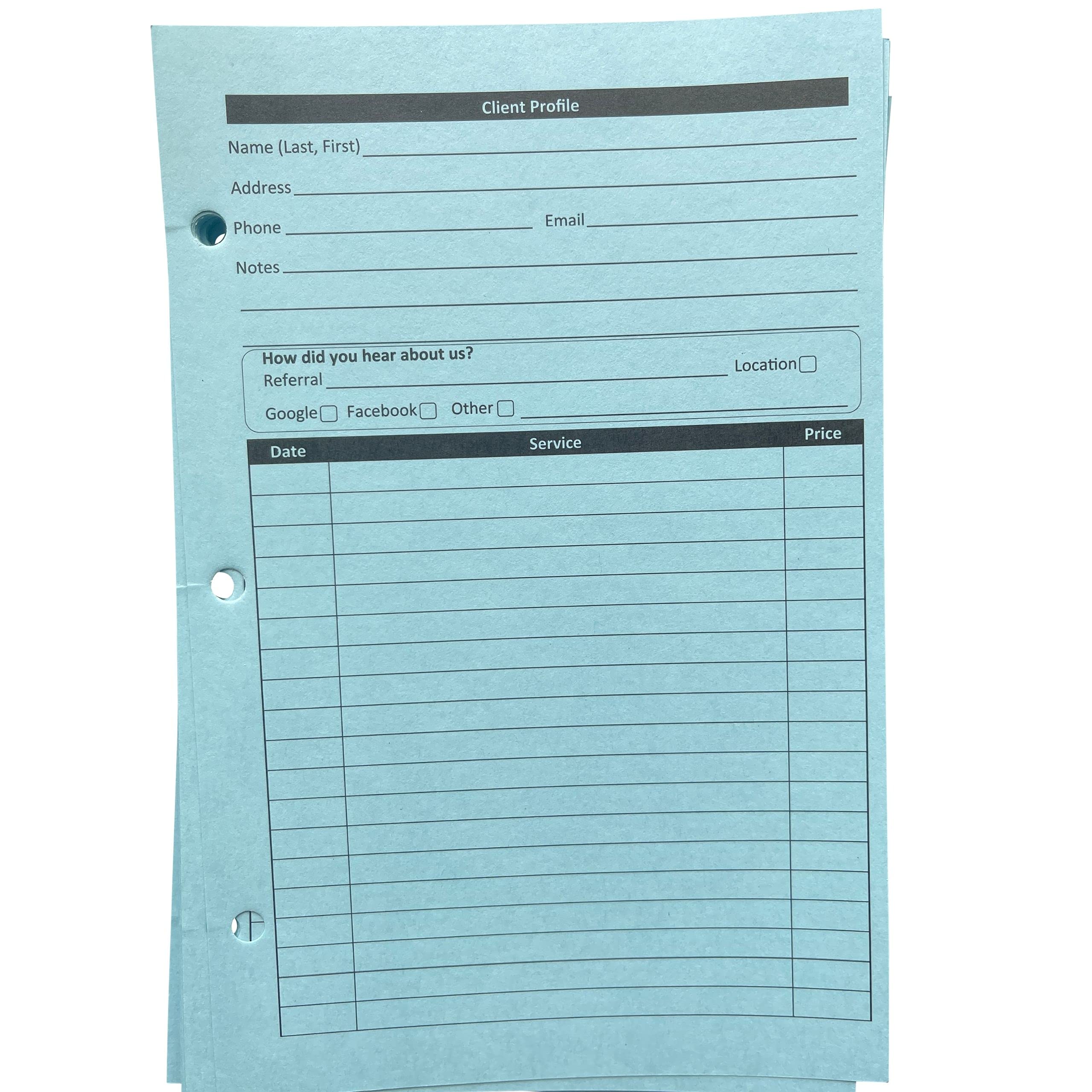 Blue Stylist Binder Insert Cards (100 per Pack, 5.5" X 8.5") for Salon, Spa, Hairdresser, Nail Salons (Blue)-image-44