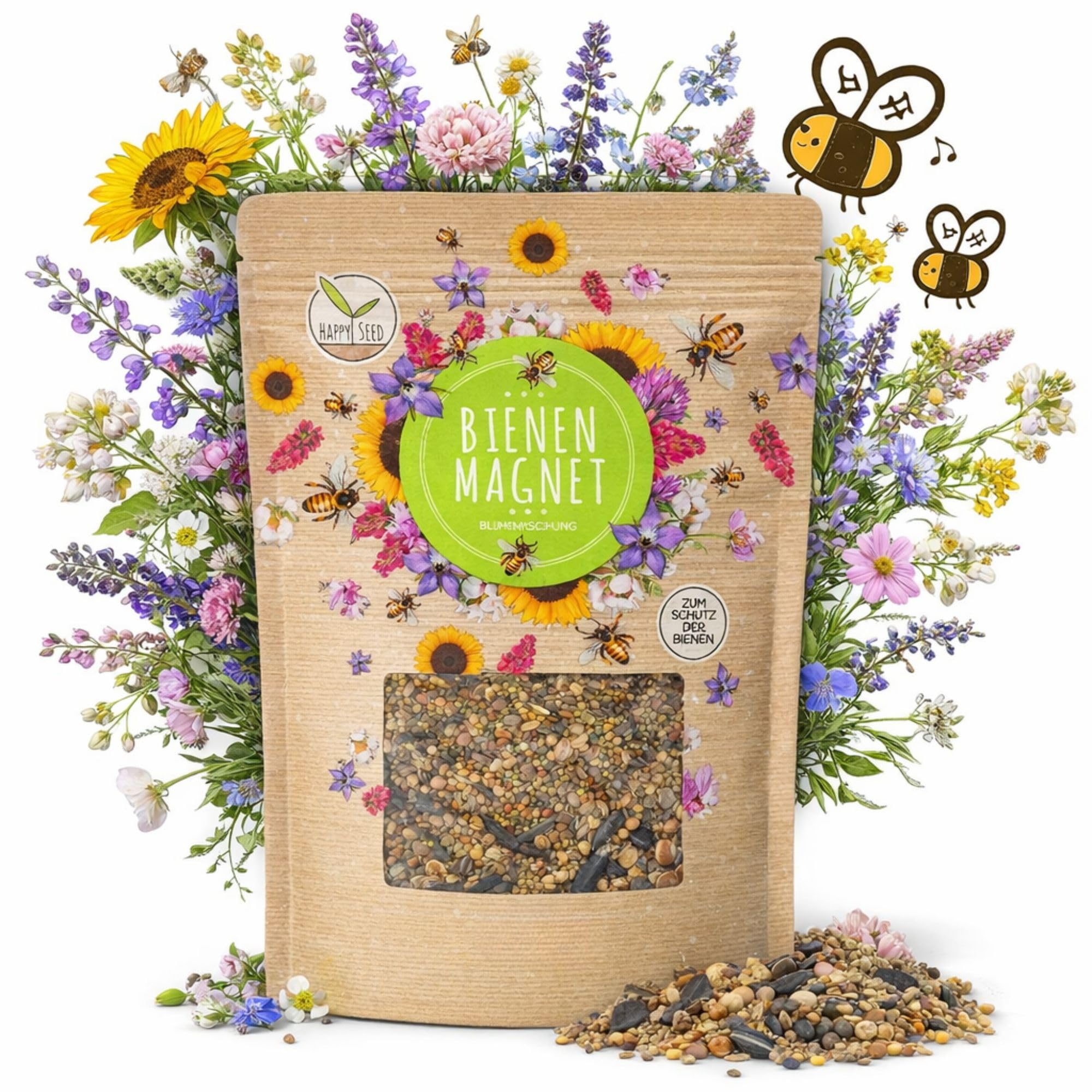 100g Blumenwiese Samen für eine bunte Bienenweide - Farbenfrohe & nektarreiche Wildblumensamen Mischung für Bienen & Schmetterlinge (inkl. GRATIS eBook) - 1
