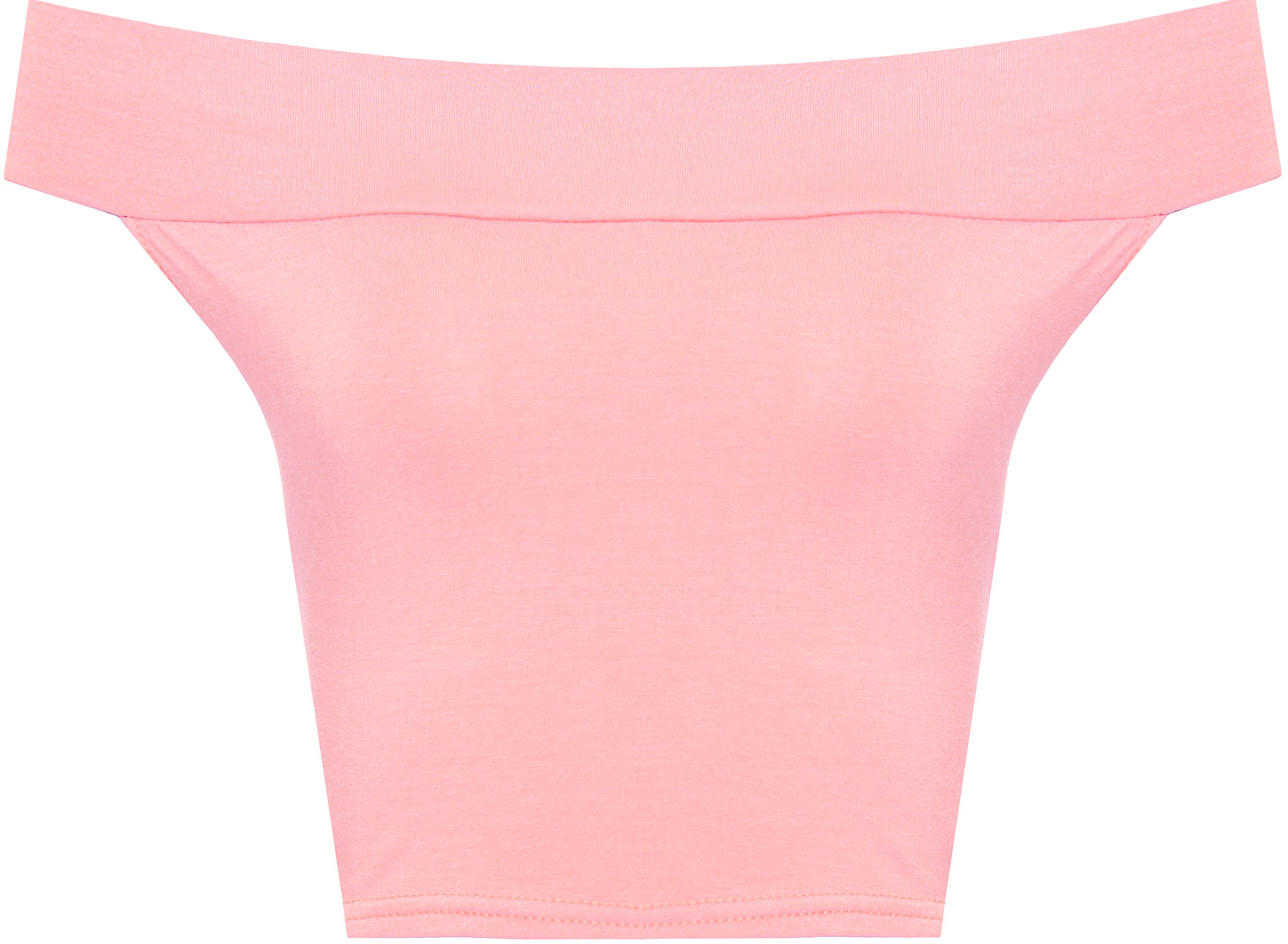 Wearall Women's Pink Off Shoulder Plain Short Crop Bandeau Open Cowl Neck Top - 8-10