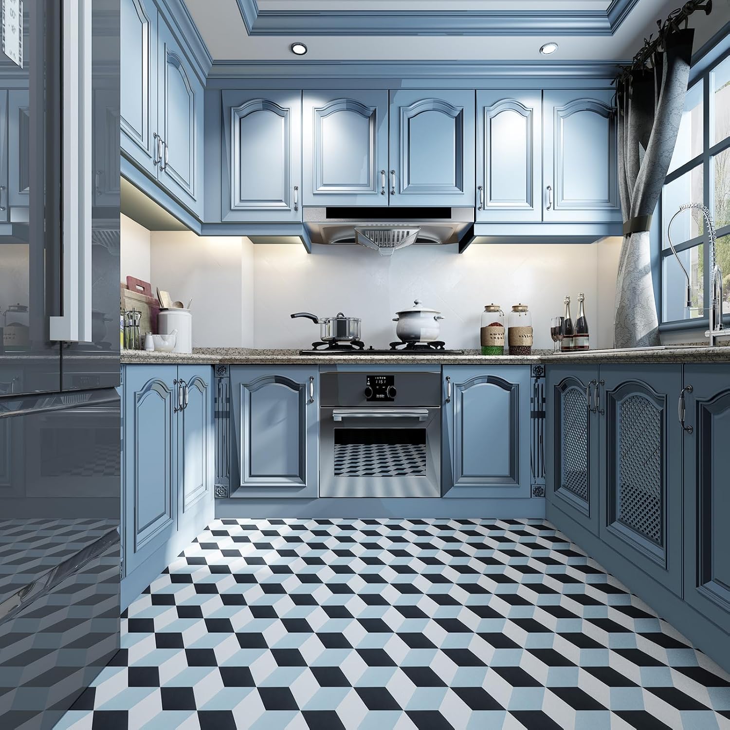 Black Marble Hexagon Peel and Stick Waterproof Vinyl Floor Tiles