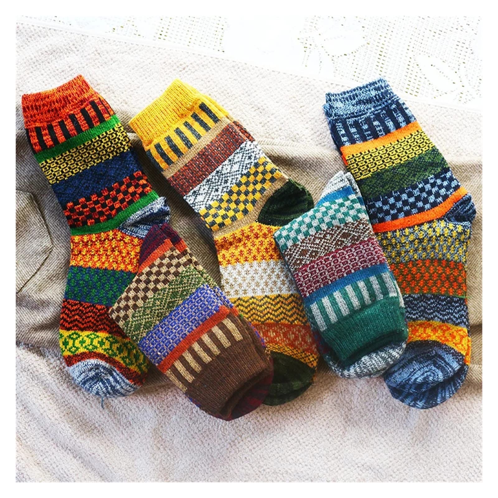 Chaussettes d'hiver en laine et coton style Harajuku décontracté pour un confort thermique quotidien