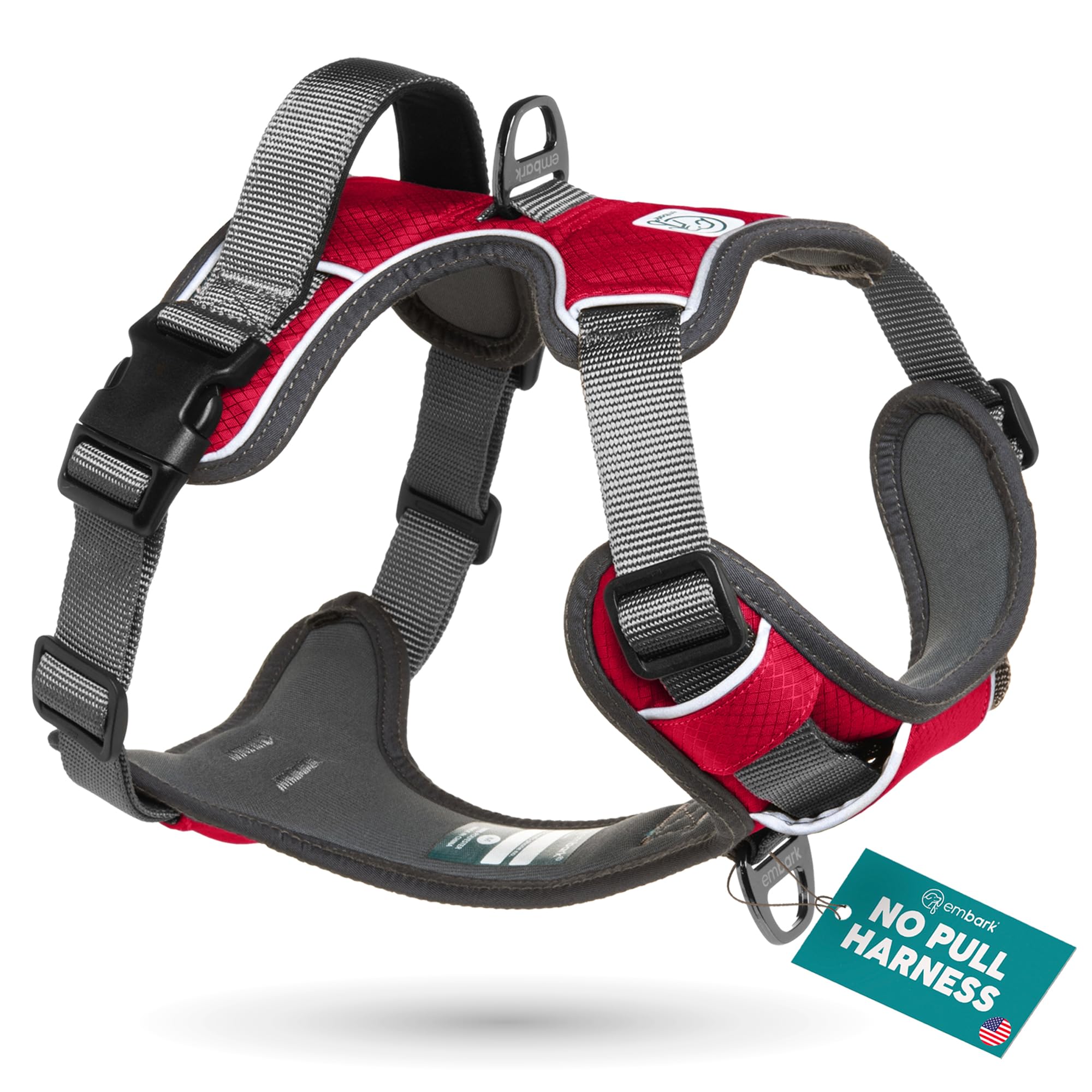 Embark Adventure Small Dog Harness – No-Pull, Reflective Trim, Military-Grade Nylon, Front Clip with Gel-Lined Handle
