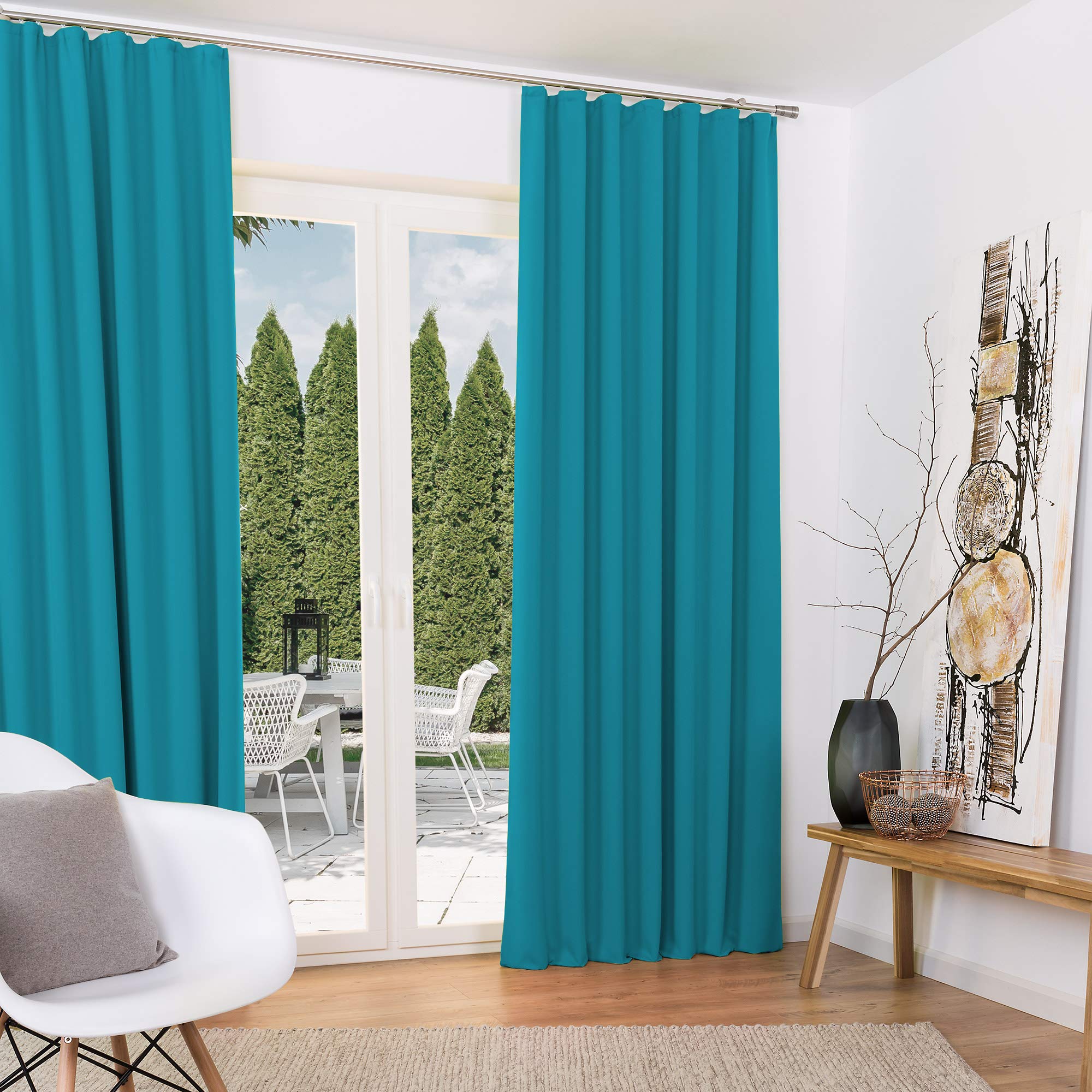 Beautissu Lot de 2 Rideaux Occultants Opaque à Ruflette Thermiques Blackout