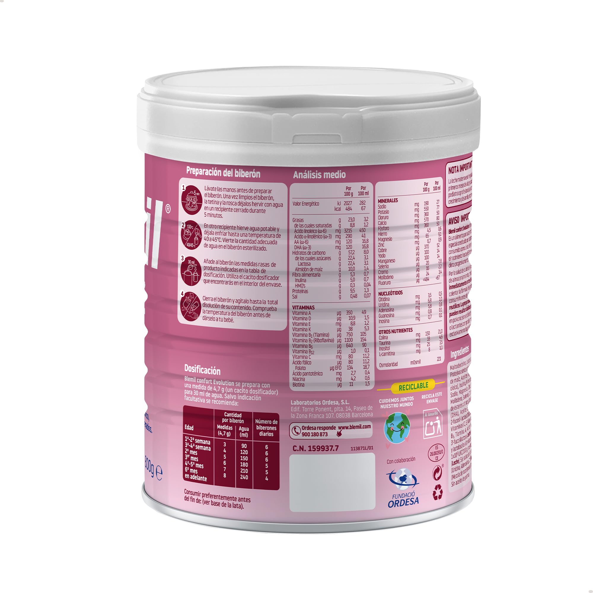 Blemil Confort Evolution 3PACK | 2400g | Fórmula de Inicio en polvo para Bebé Desde el Primer Día - Cólico y Estreñimiento