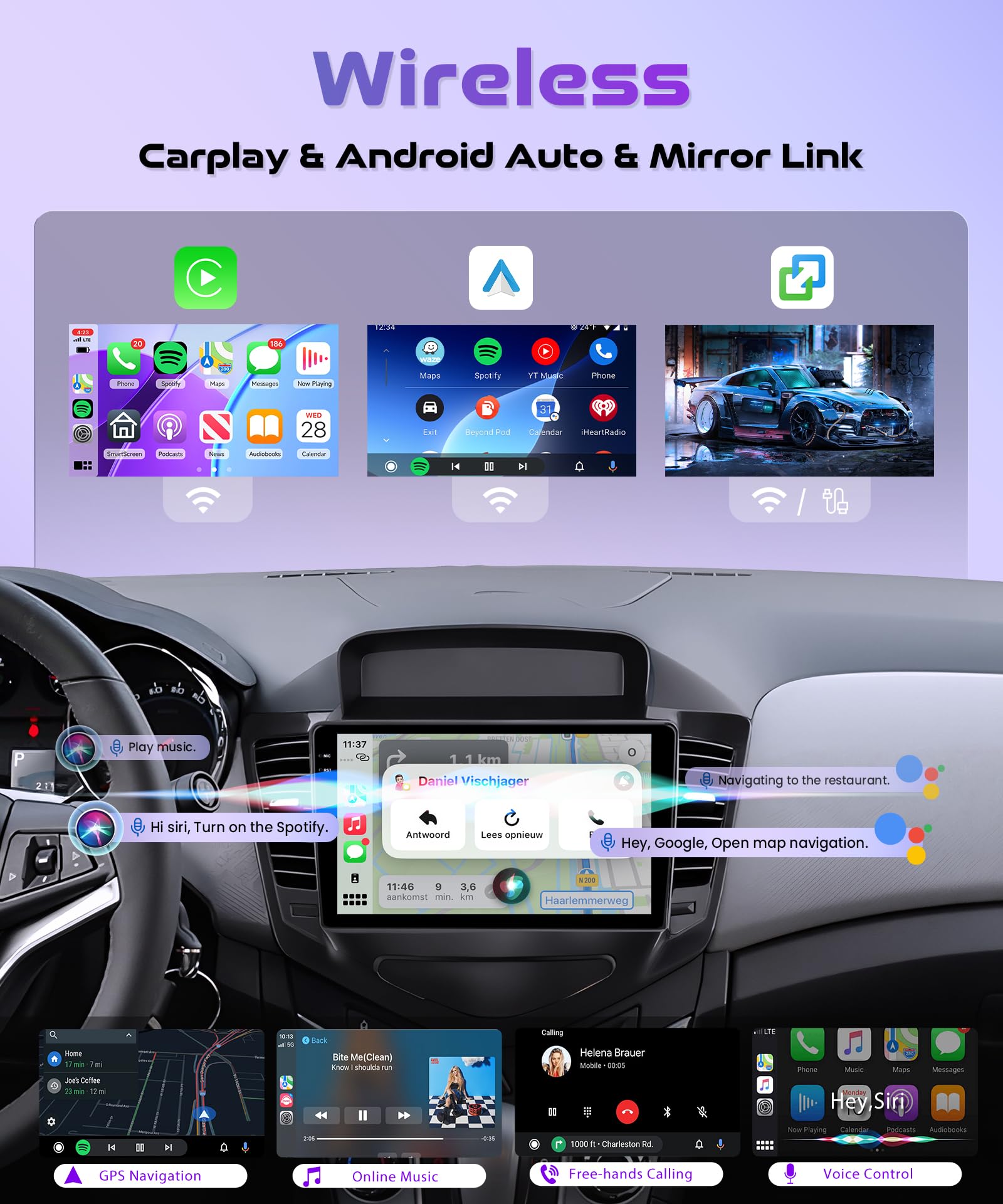4G+128G Wireless Carplay Android 15 Autoradio per Chevrolet Cruze J300 2008-2014 9 Pollici Incell Schermo Autoradio Android Auto GPS Navi WiFi Mirror Link Bluetooth FM/RDS EQ/SWC Telecamera Posteriore