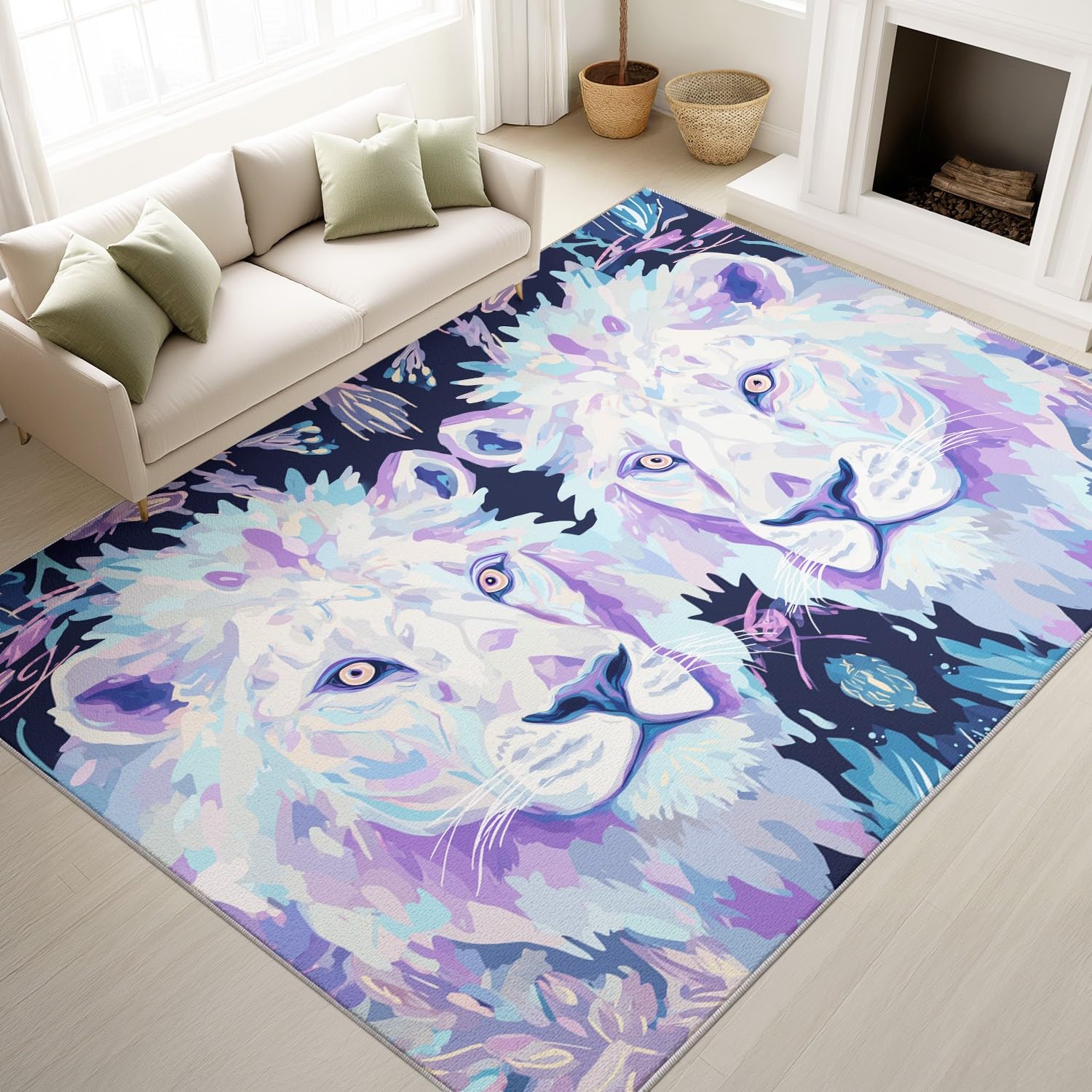 Tapis lavable salon violet onirique pour chambre et entrée