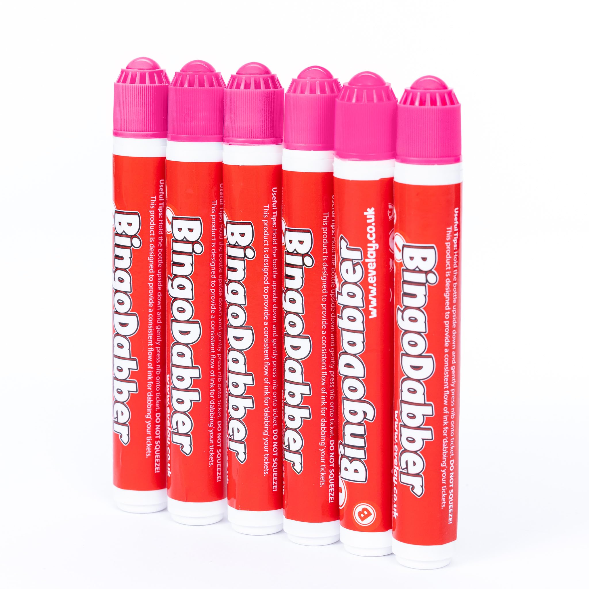evelay 6 Bingo Dabbers - 20ml Slimline Markers, Pink - Image 2