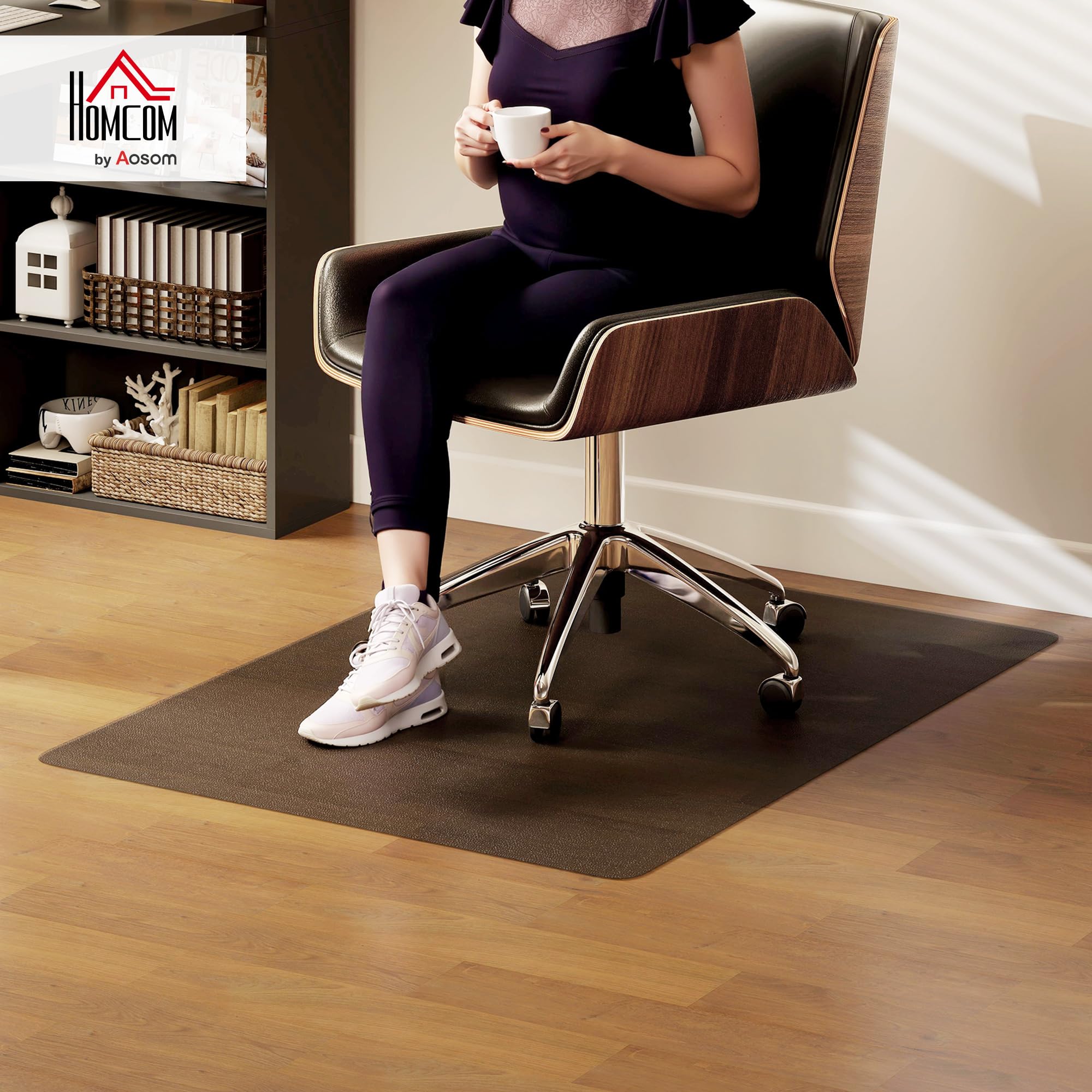 HOMCOM Tappetino Salvapavimento 120x90 cm Nero, Tappeto per Sedia da Ufficio in Plastica