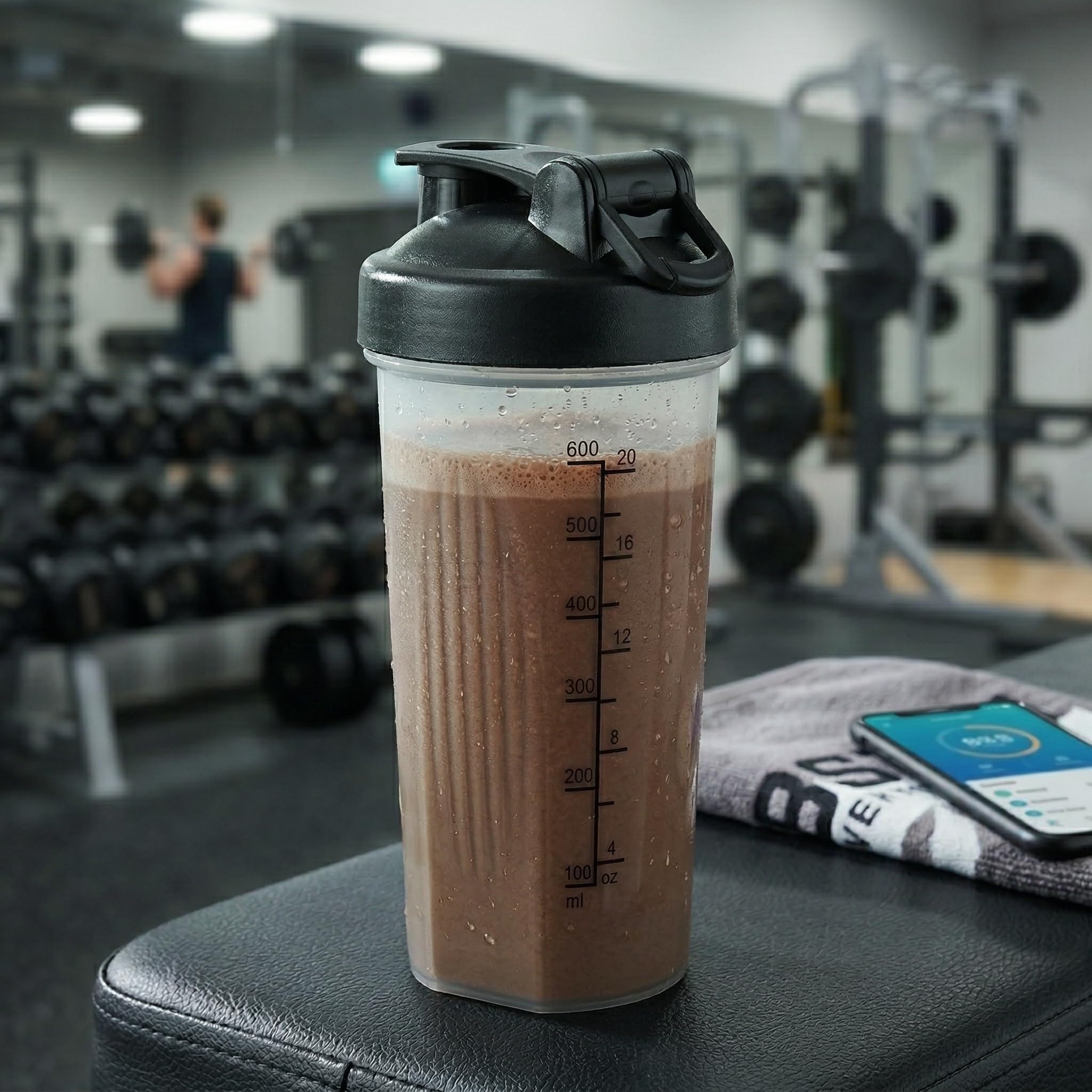Fox Run Blending Bottle, Clear 20oz Shaker Bottle, Whisk & Measurements — Amazon image 2