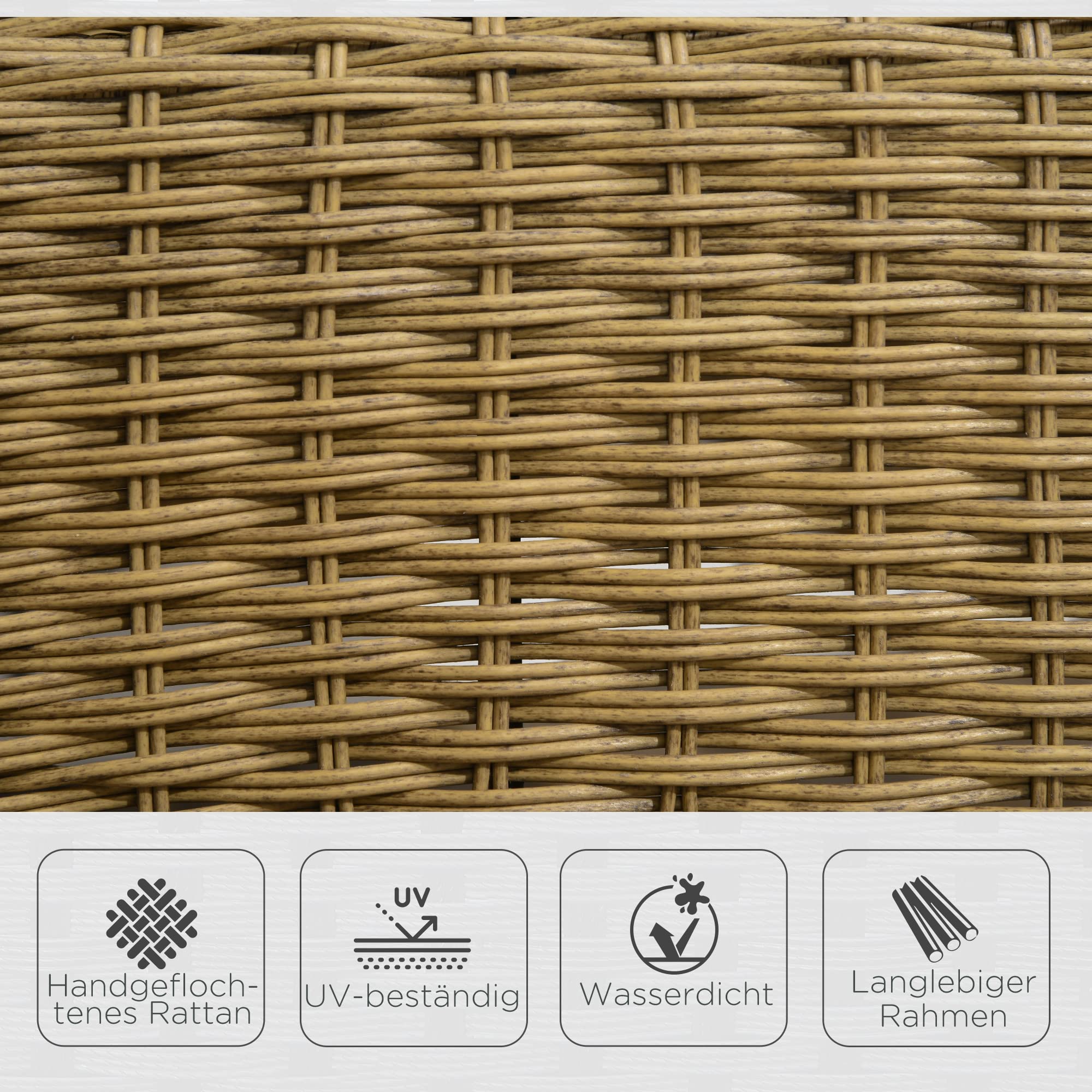 Outsunny Rattan Schaukelstuhl, Schaukelsessel mit Kissen, Gartenstuhl mit Waschbaren Polsterbezüge, Loungemöbel für Hinterhof, Garten, Terrassen, Gelb, 69 x 92 x 100 cm