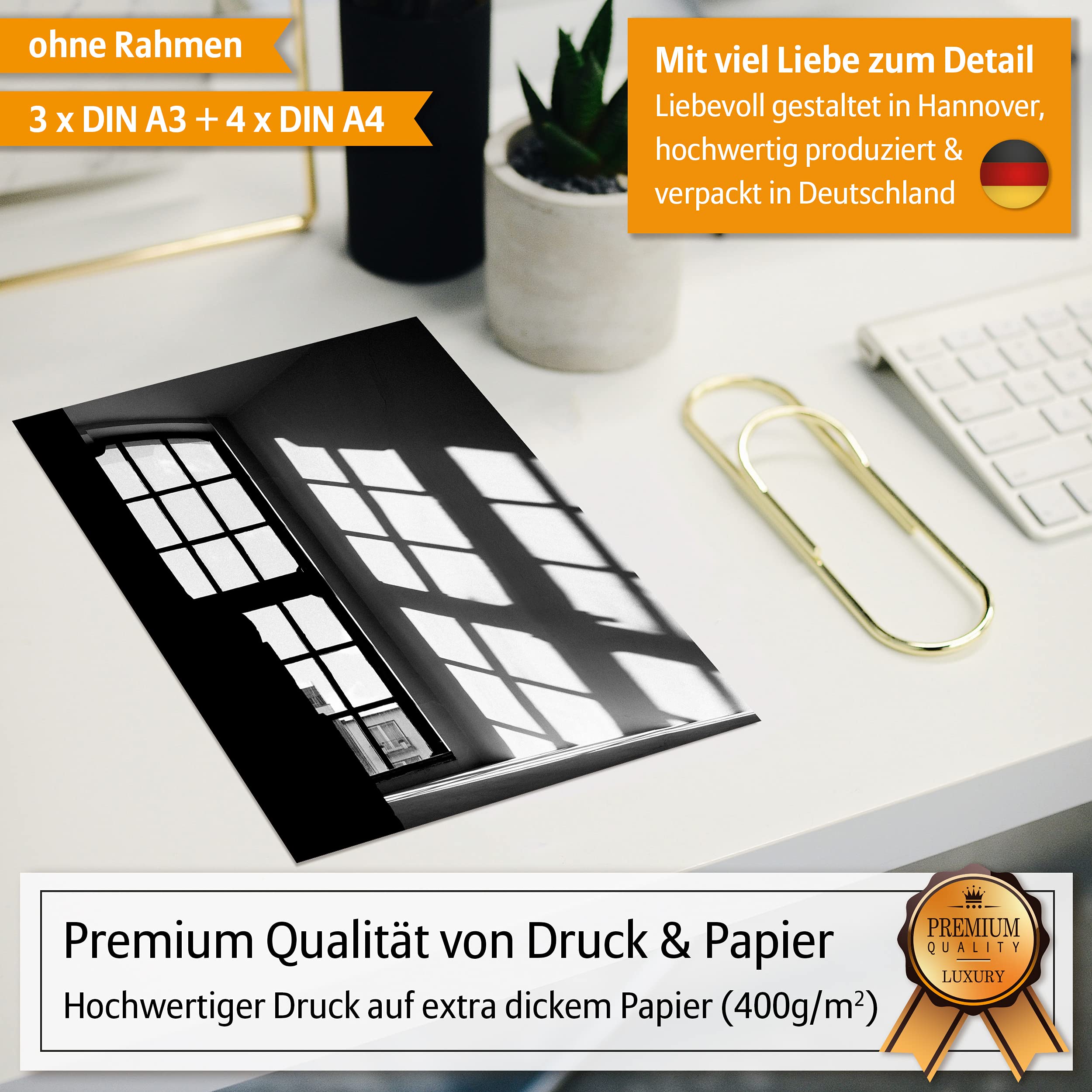Hyggelig Home Premium Poster Set - 7 passende Bilder im stilvollen Set - Collage Bild Küche Wand