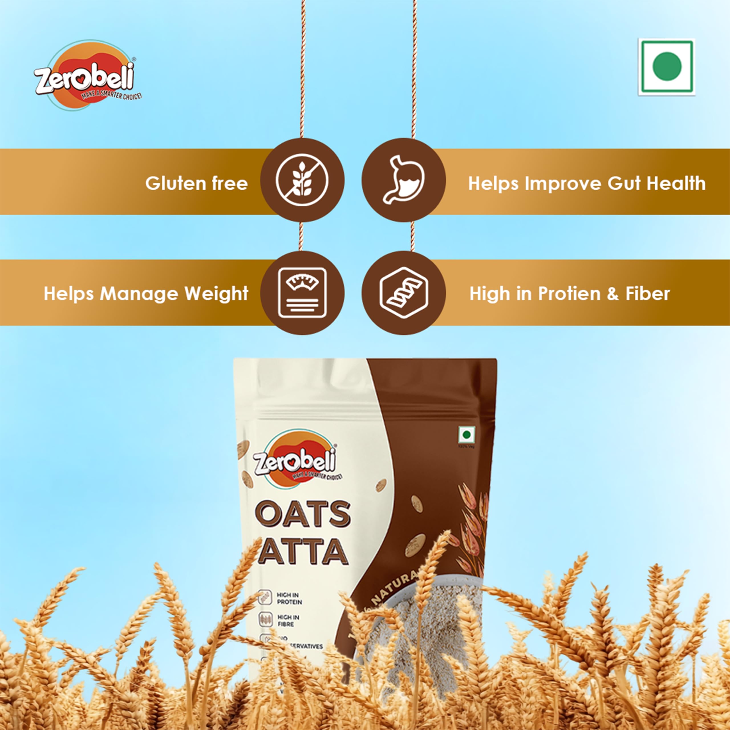 Zerobeli Purely Natural Oats Flour Atta 1kg | High in Fiber & Protein | Gluten-Free & No Preservatives | Freshly Ground from Wholegrain Oats | Perfect for Baking & Cooking | Great for Gut Health - Image 5 thumbnail