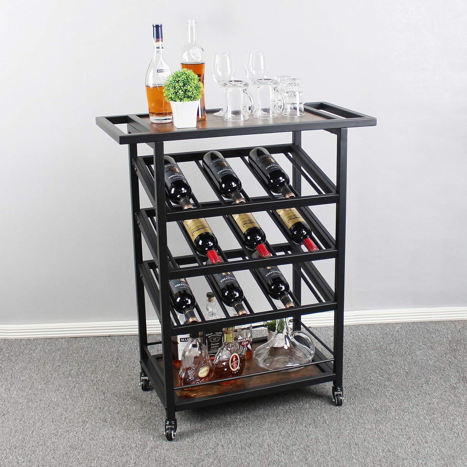 TURSIZ Wine Rack Free Standing Wine Holder Display Shelves