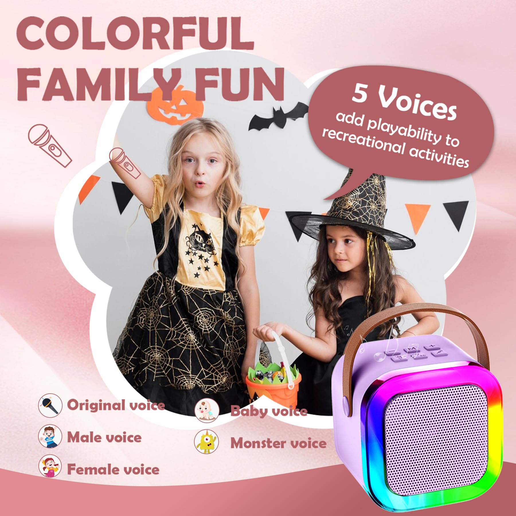 Karaoke Machine for Kids Adults, Altavoz de Karaoke portátil para niños con micrófono inalámbrico, Regalos para niñas de 4, 5, 6, 7, 8, 9, 10, 12 + Fiesta de cumpleaños de año