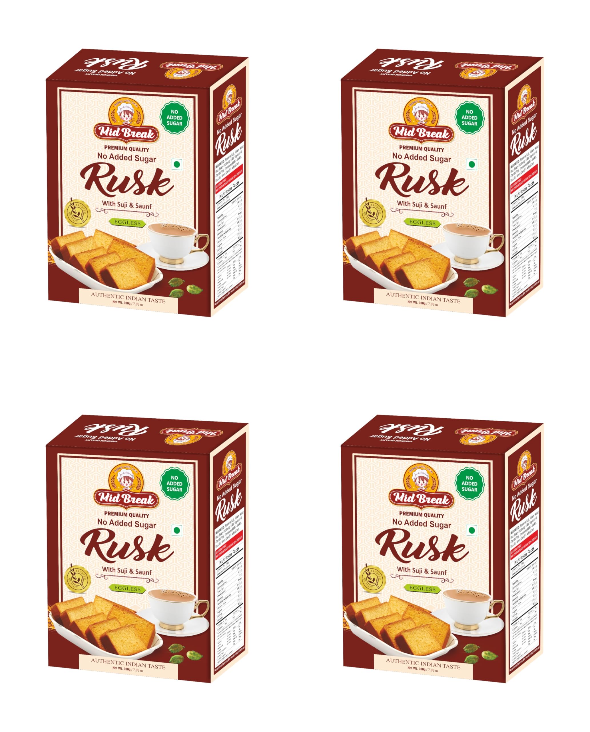 Midbreak No Added Sugar Rusk - 200gm (Pack Of 4) | Handmade & Crispy Toast With | Eggless & Healthy Teatime Snack | Authentic Indian Elaichi Rusks-image-35