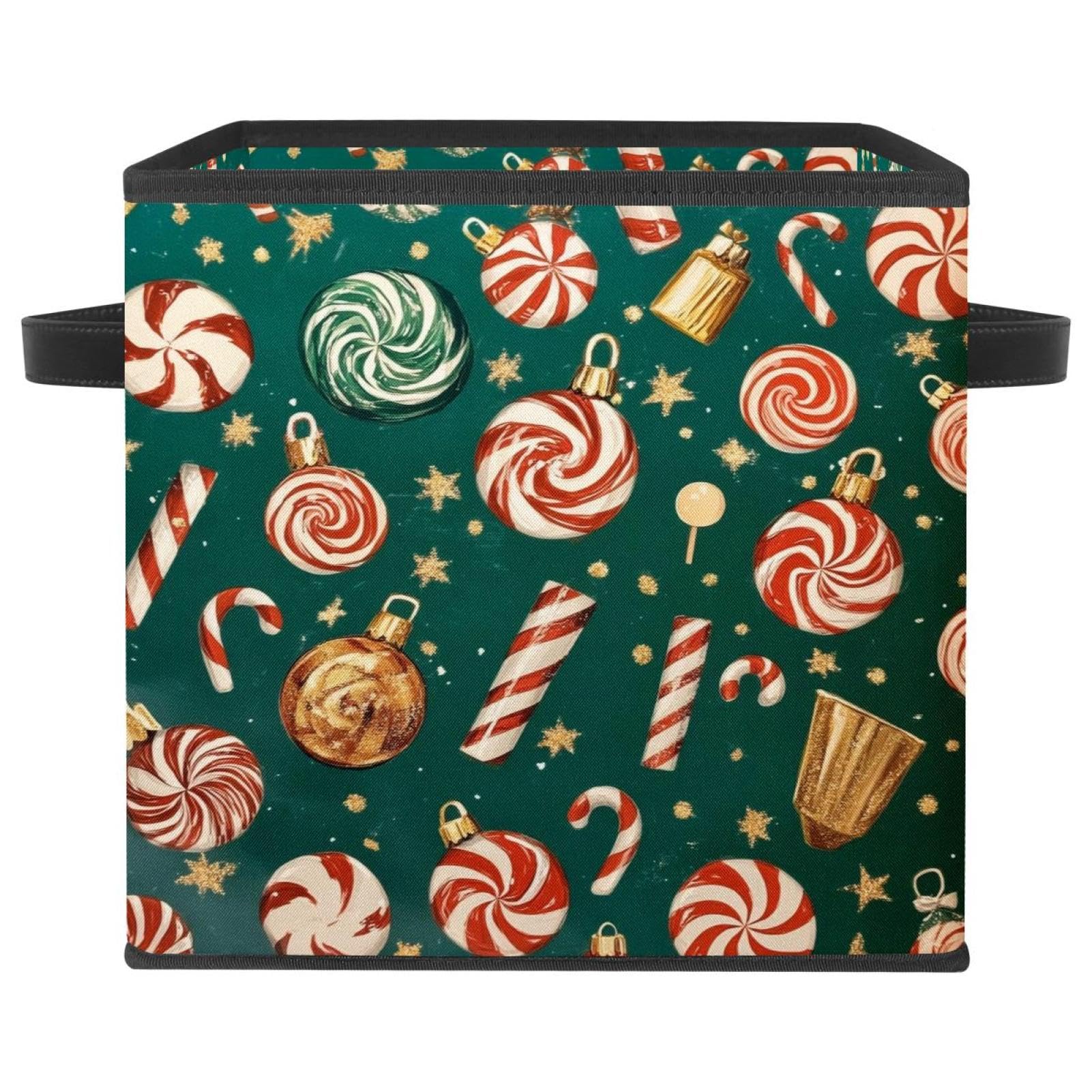 Boîte de rangement de Noël 28cm en tissu Oxford grand cube pliable à double poignées pour vêtement