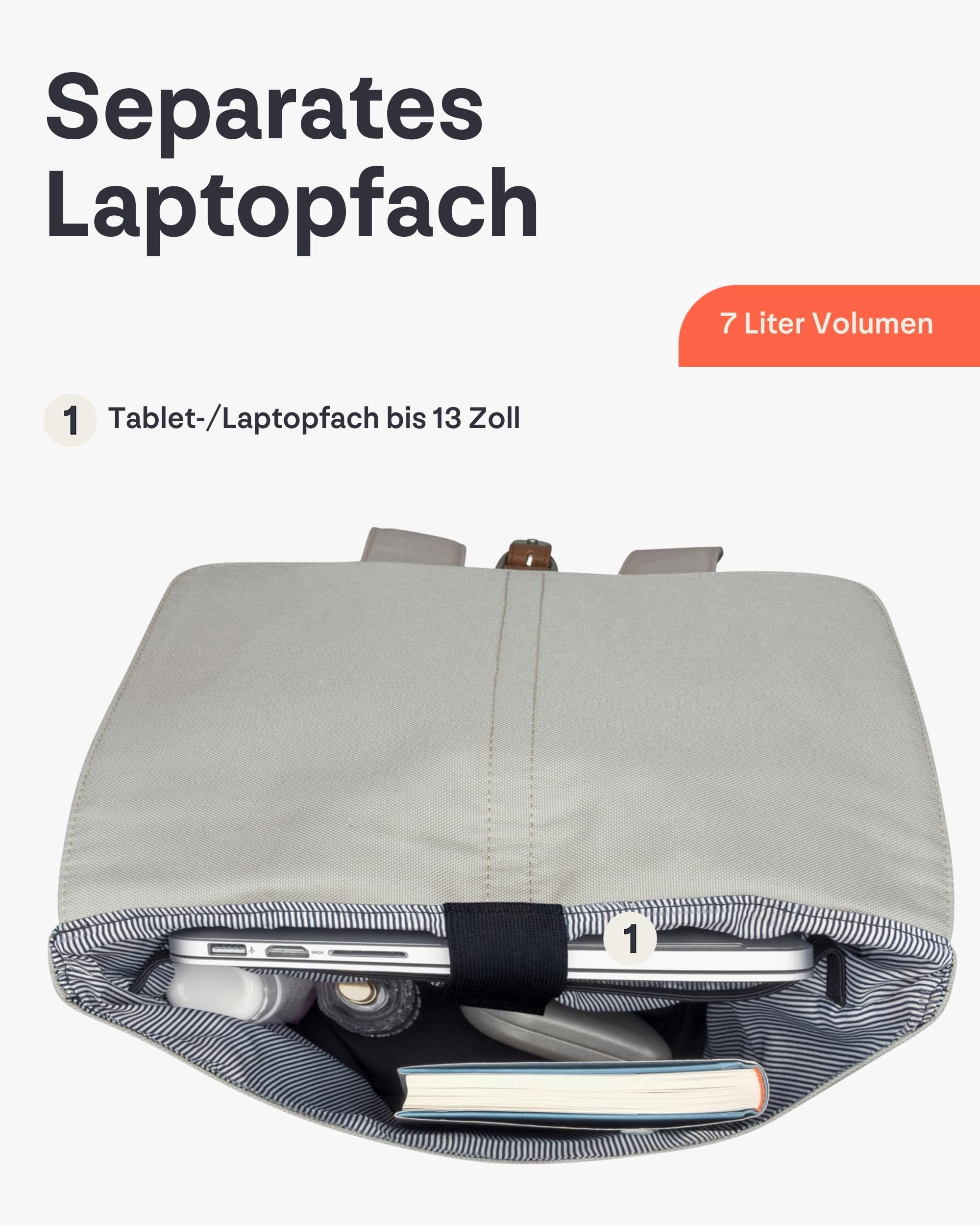 Johnny Urban Rucksack Damen - Mia - Schlanke Tasche mit Laptopfach - Aus Recyceltem PET - 7L - Wasserabweisend - Sand