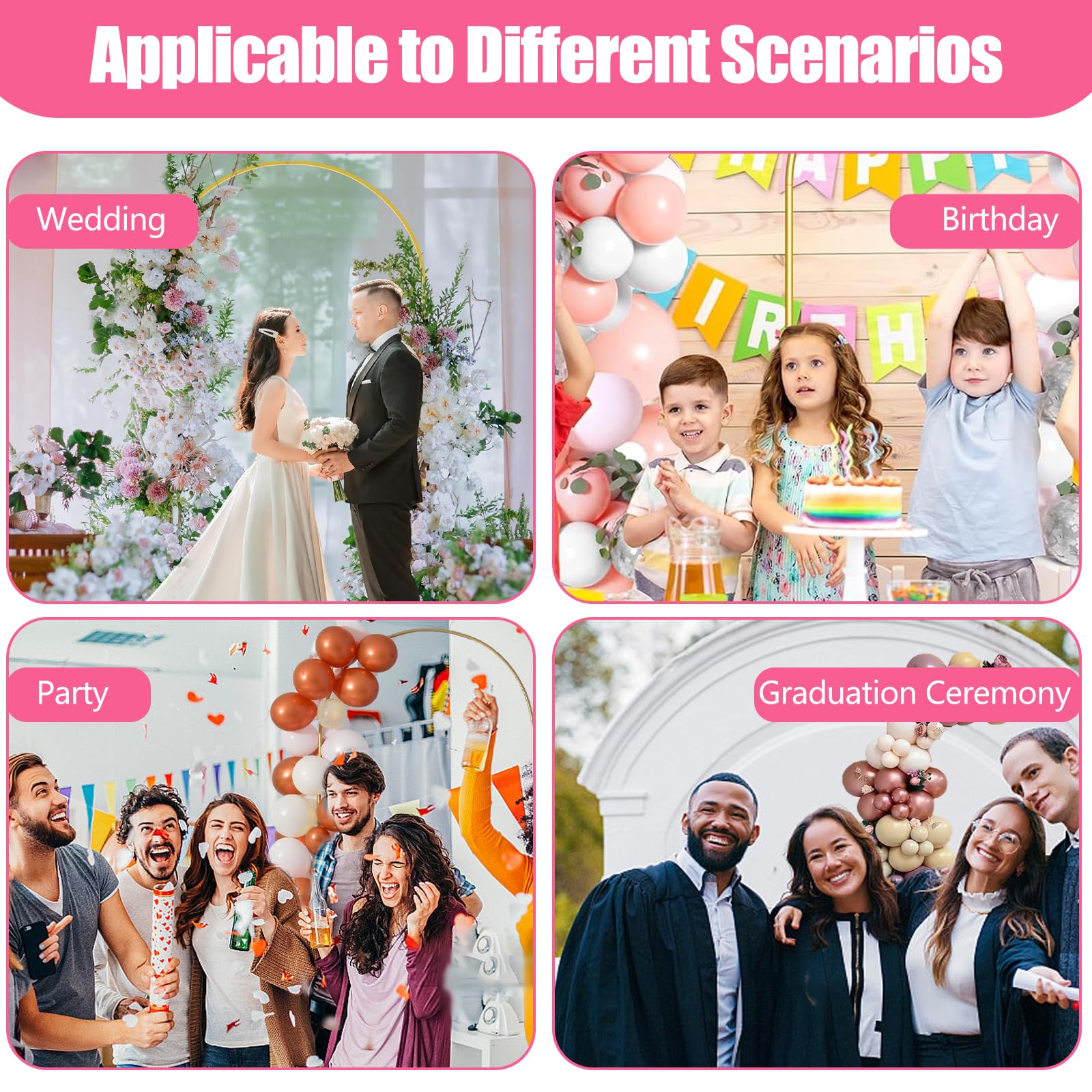 2m Support pour Arche de Mariage, Arche métallique dorée avec Sac de Rangement pour cérémonie de Mariage,fête d'anniversaire,photobooth,décoration d'arceaux Floraux et de Ballons(1 x 2 m(L x H))