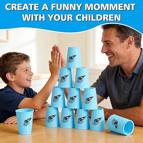 Miniatura 4 de DEWEL Quick Stacks Copas, 12 piezas de juego de entrenamiento de velocidad de vasos apilables deportivos (azul)