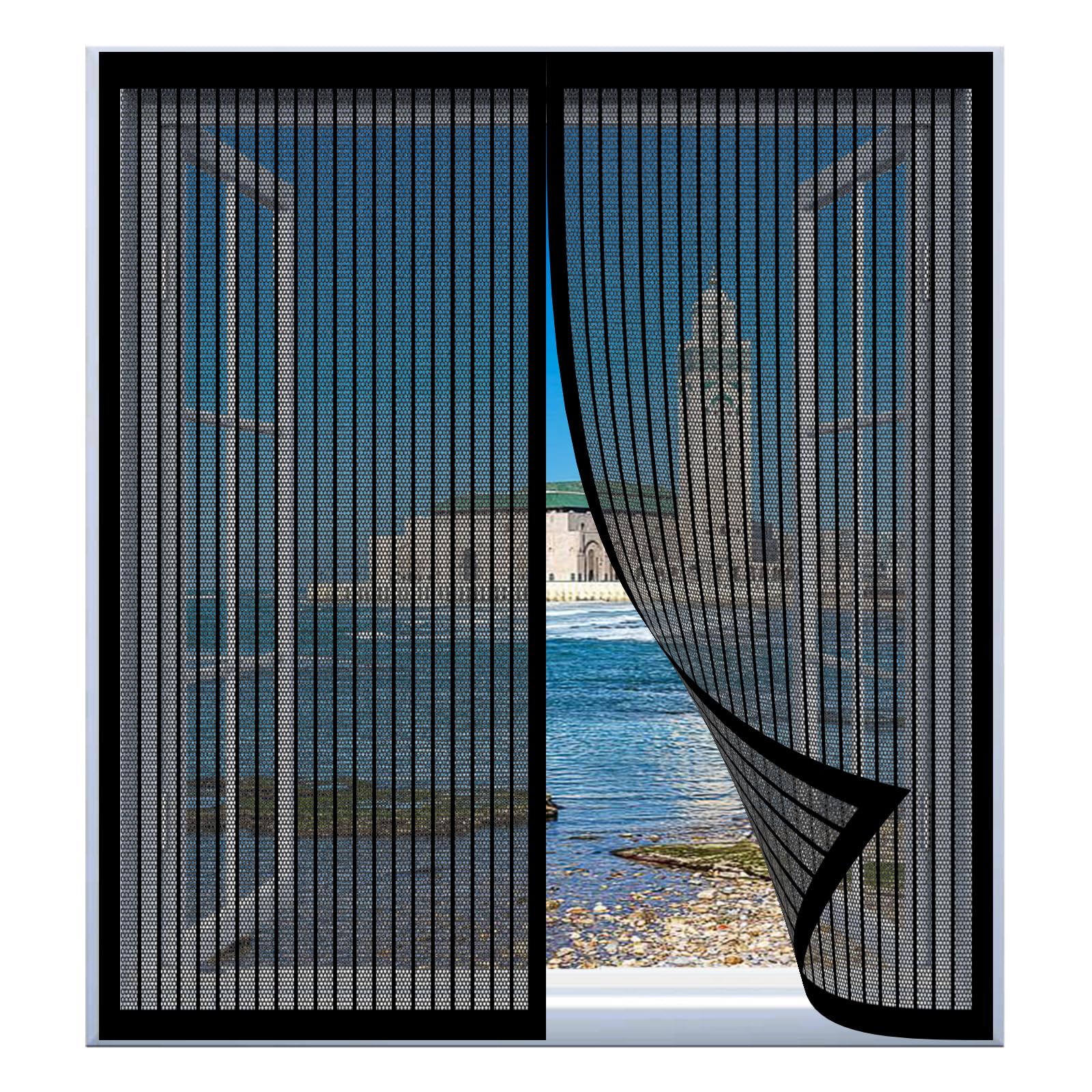 Yuanwan Black Mosquito Net Window Fly Screen 77 X 130 Cm Easy Installation No Drilling Or Screwing Reinforced Anti-Tearing Insect Fly Mesh For Windows Nets To Keep Bugs Out,