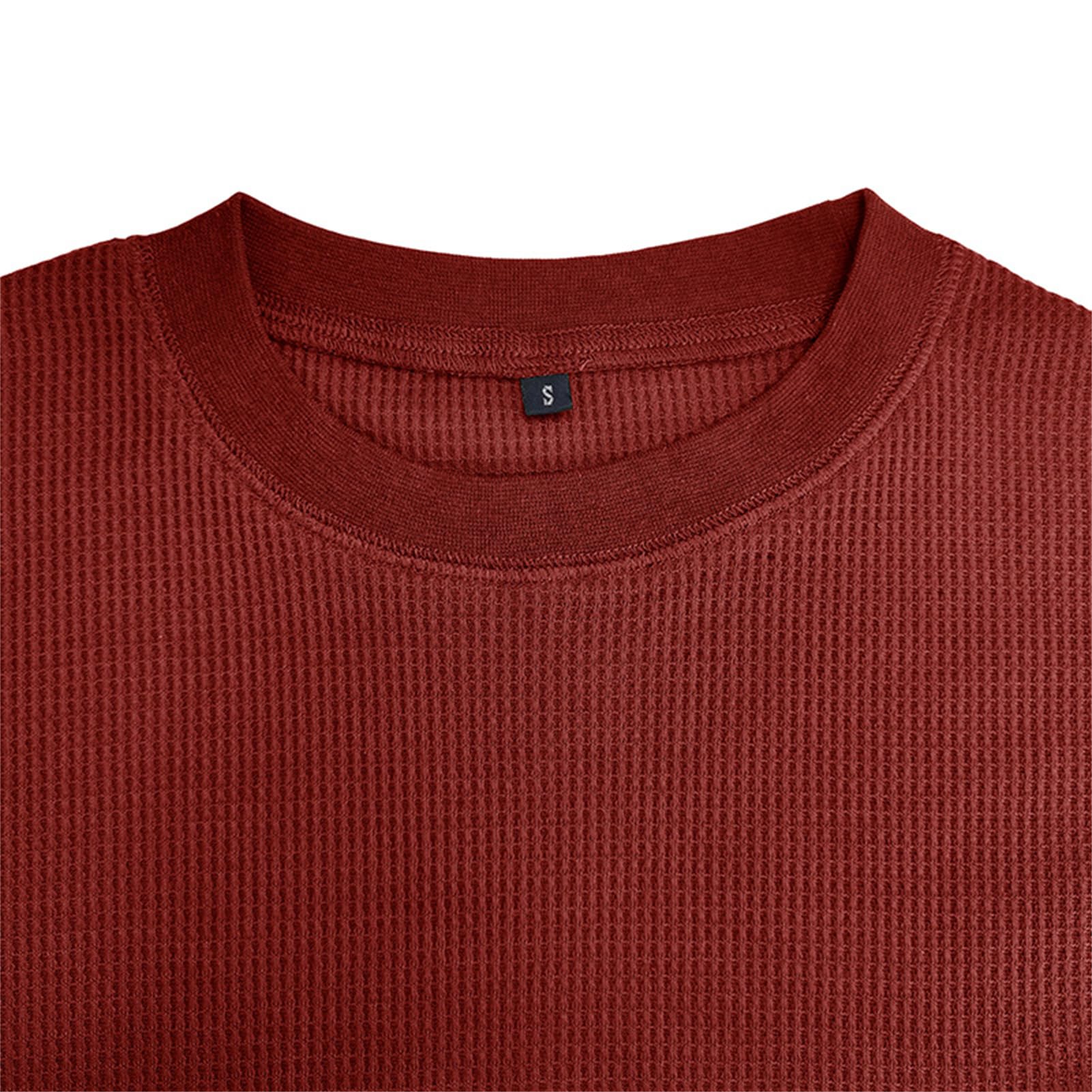 Camisas de manga larga para hombre, ropa interior térmica, cuello redondo, manga larga, informal, con textura
