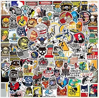 100Pcs Hard Hat Stickers, Construction Union Worker Helmet Lineman Ironworker Oilfield Electrician Stickers Packs for Children Adults, Waterproof Vinyl Repair Welding Mask Decals for Laptop