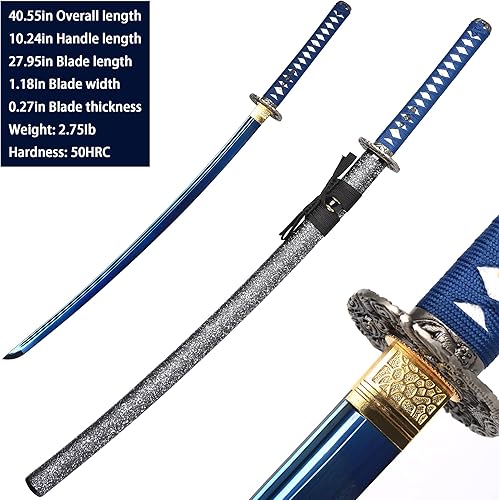Miniatura 2 de Espada samurái Katana de espiga completa de alto rendimiento, hoja de acero al carbono forjada a mano real adecuada para entrenamiento de espada
