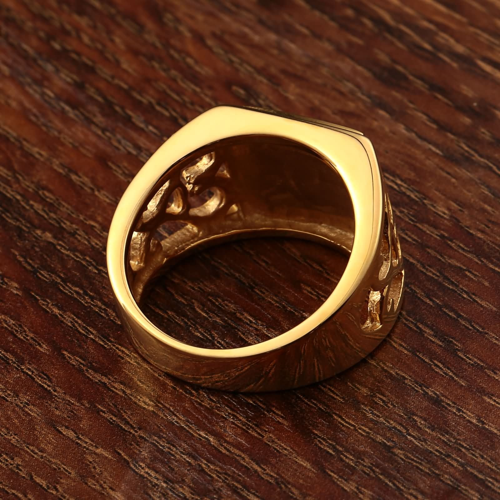 Feng Shui， Edelstahl-Herrenringe mit Gravur, Herren-Ehering mit Gravur, filigraner Vintage-Ring mit Zirkonia, Größe 7–12