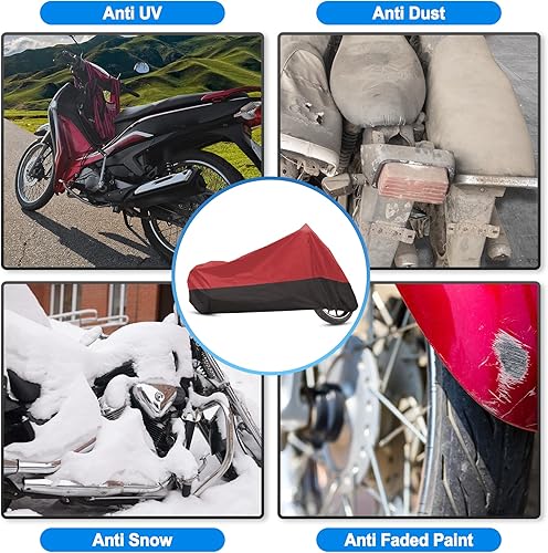 Miniatura 5 de uxcell Funda de motocicleta para motocicleta, cubierta completa para lluvia al aire libre, impermeable, protector de polvo 180T, XXXL rojo y negro