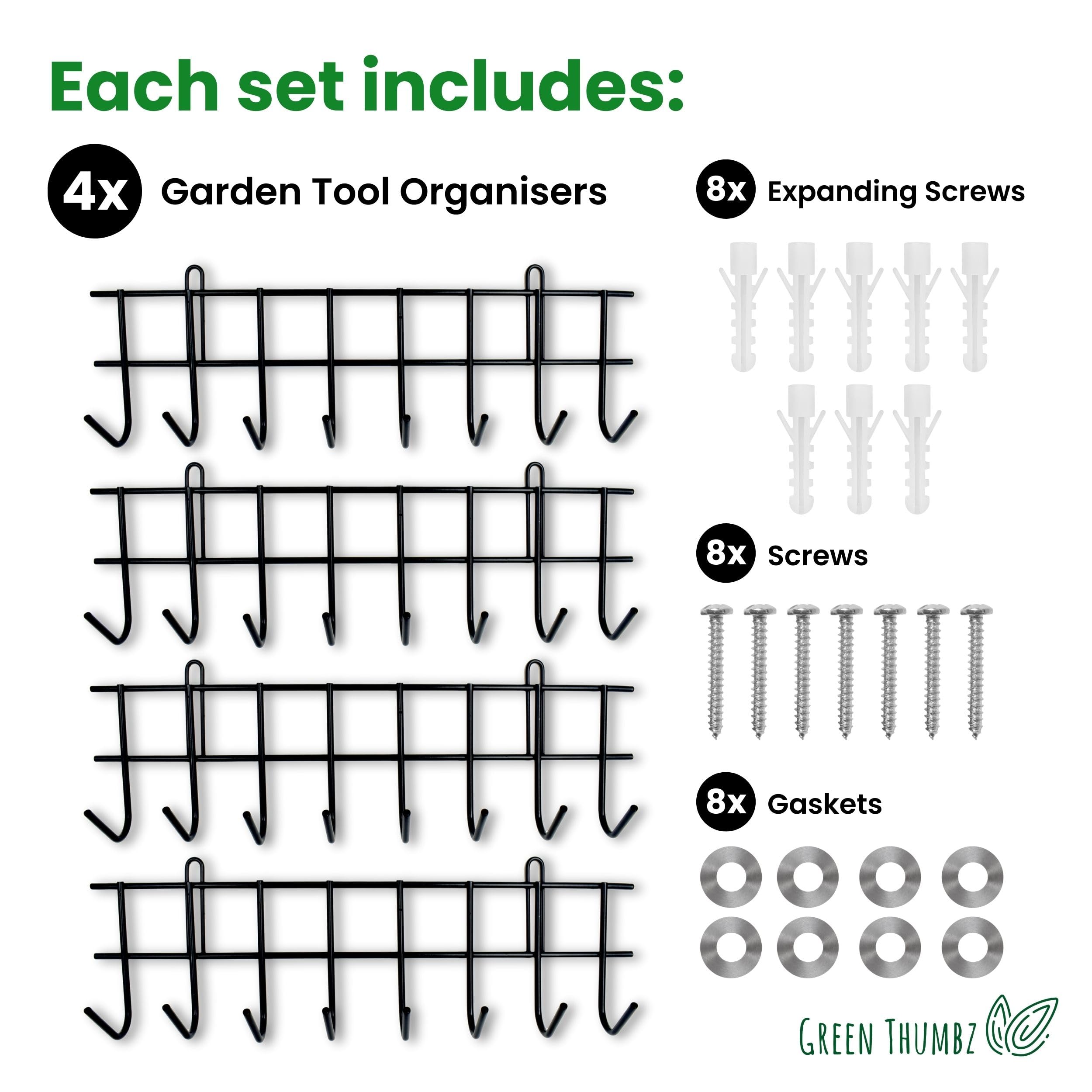 4 Supports Muraux Pour Outils De Jardin - Longueur Totale 160 Cm - Pour Pelles, Balais, Tuyaux - Garage, Remise
