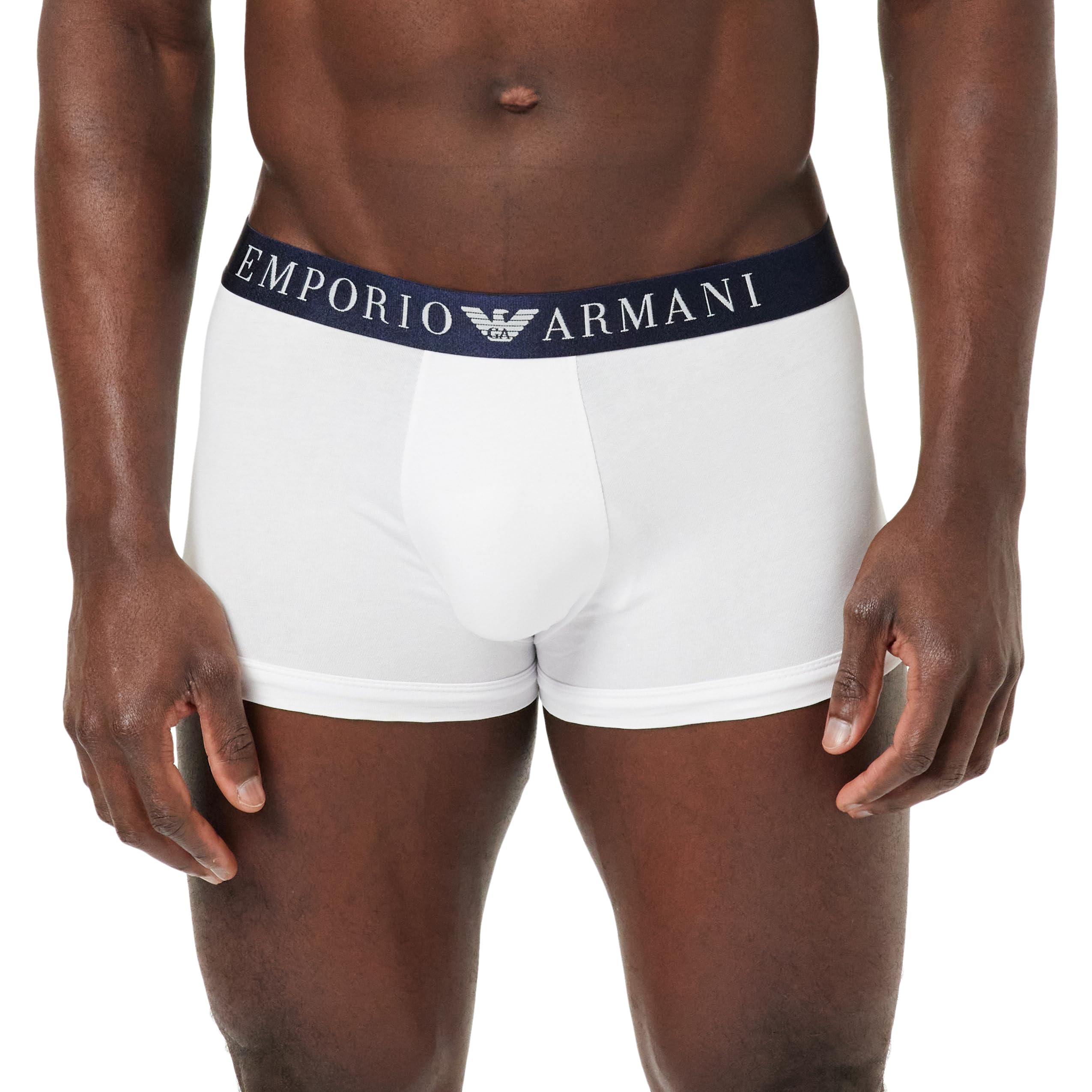 Emporio Armani Men's Stretch Superfine Cotton Trunk, White, L