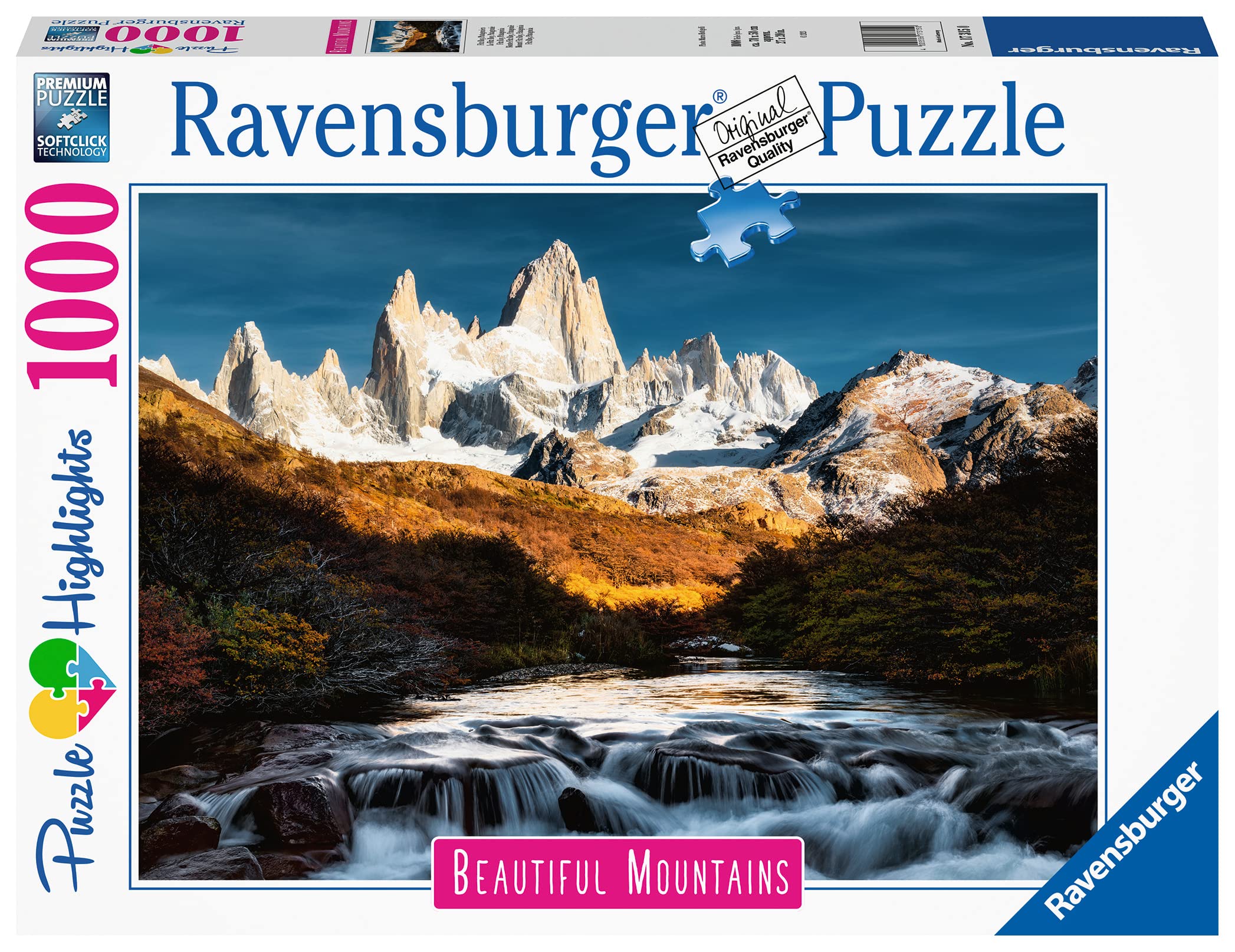 Ravensburger - Puzzle Patagonia: Fitz Roy, Puzzle 1000 Piezas, Puzzles para Adultos, Puzzle 1000 Piezas Adultos, Pegamento Puzzle para Enmarcar, Rompecabezas Adultos, Puzles 1000 Adultos, Paisaje