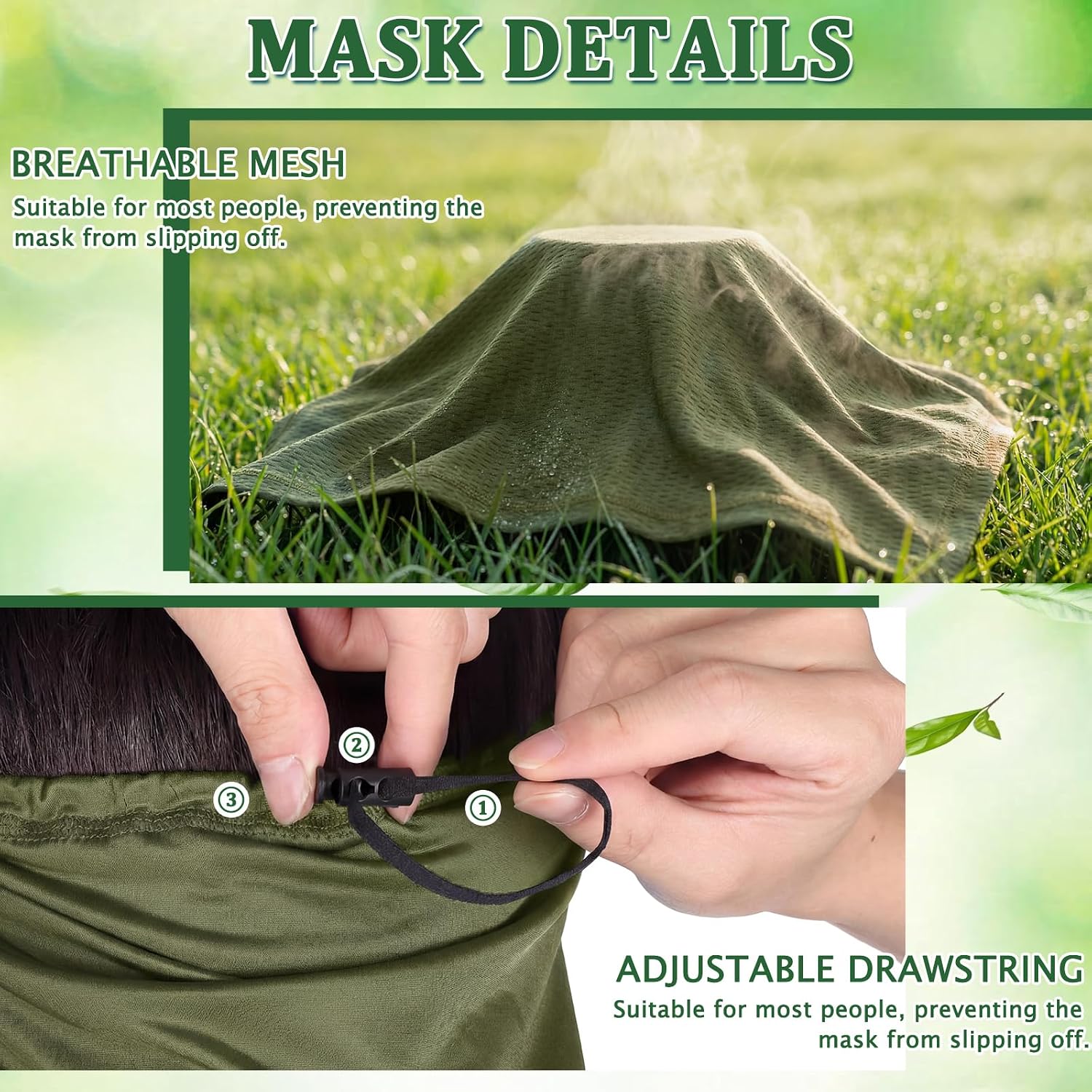 Geyoga 6 Pcs Adjustable Cooling Neck Gaiters for Men Turkey Hunting Breathable Summer UV Protection Face Mask with Mesh Holes Strap
