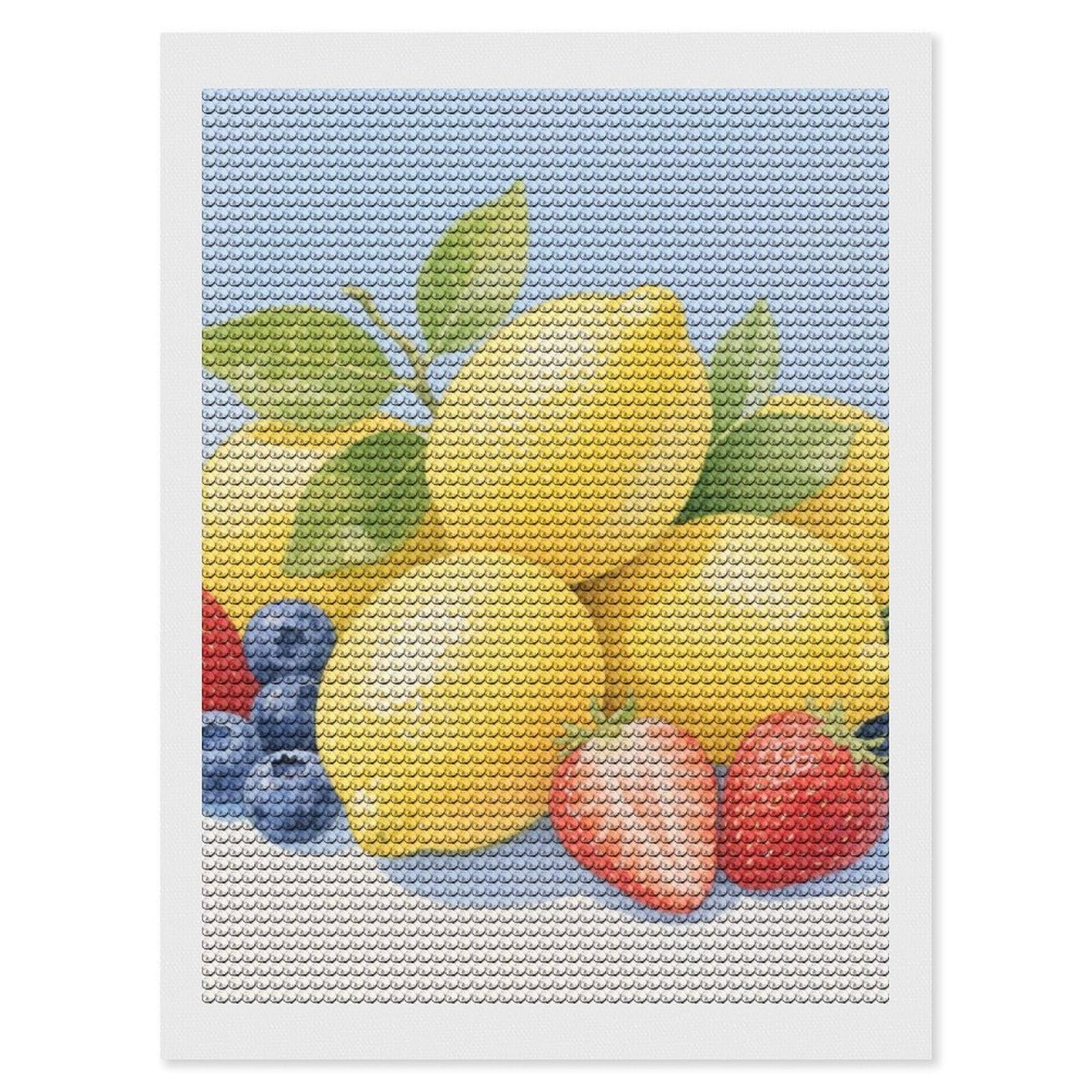 FodPand Fruit Lemon 5D Diamond Painting Kits for Adults Beginners Full Drill Round Diamond Dots Pictures Gem Art Supplies for Home Wall Room Decoration DIY Craft Set Gift 12x16
