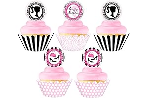 Glamour Girl Cupcake Topper Kit: 24 Cupcake Toppers and 24 Cupcake Wrappers