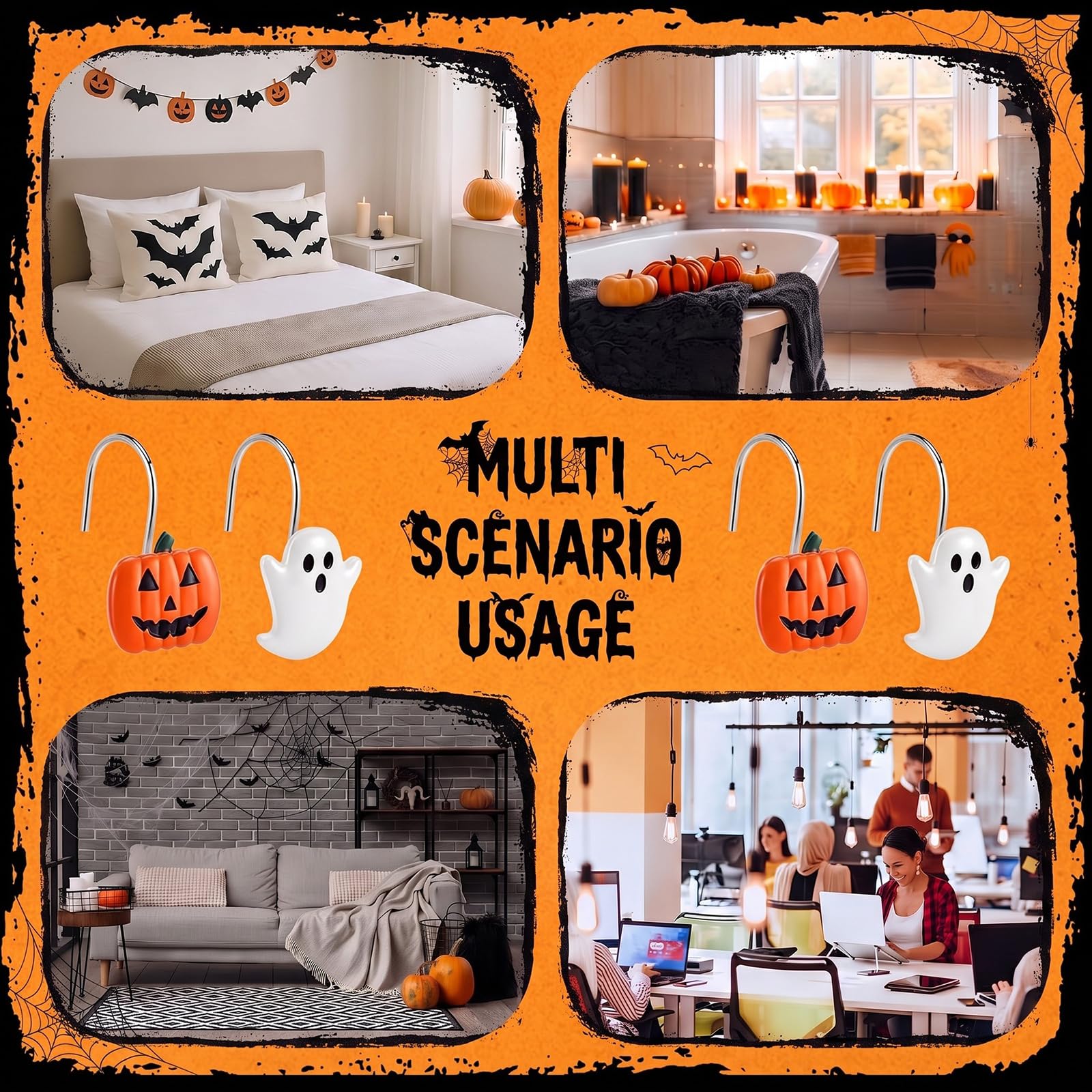 Halloween Shower Hooks - Ghosts & Pumpkins -5 Halloween Shower Hooks - Ghosts & Pumpkins -5