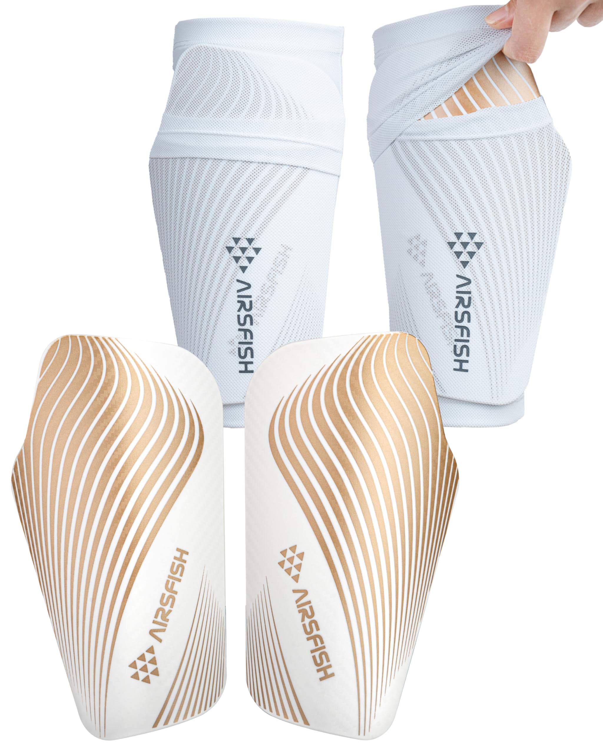 Soccer Shin Guards for Kids Adults, CE Certified Shin Pads Sleeves Defender Protection Gear with Insert Pocket EVA Cushion Reduce Shocks and Injuries