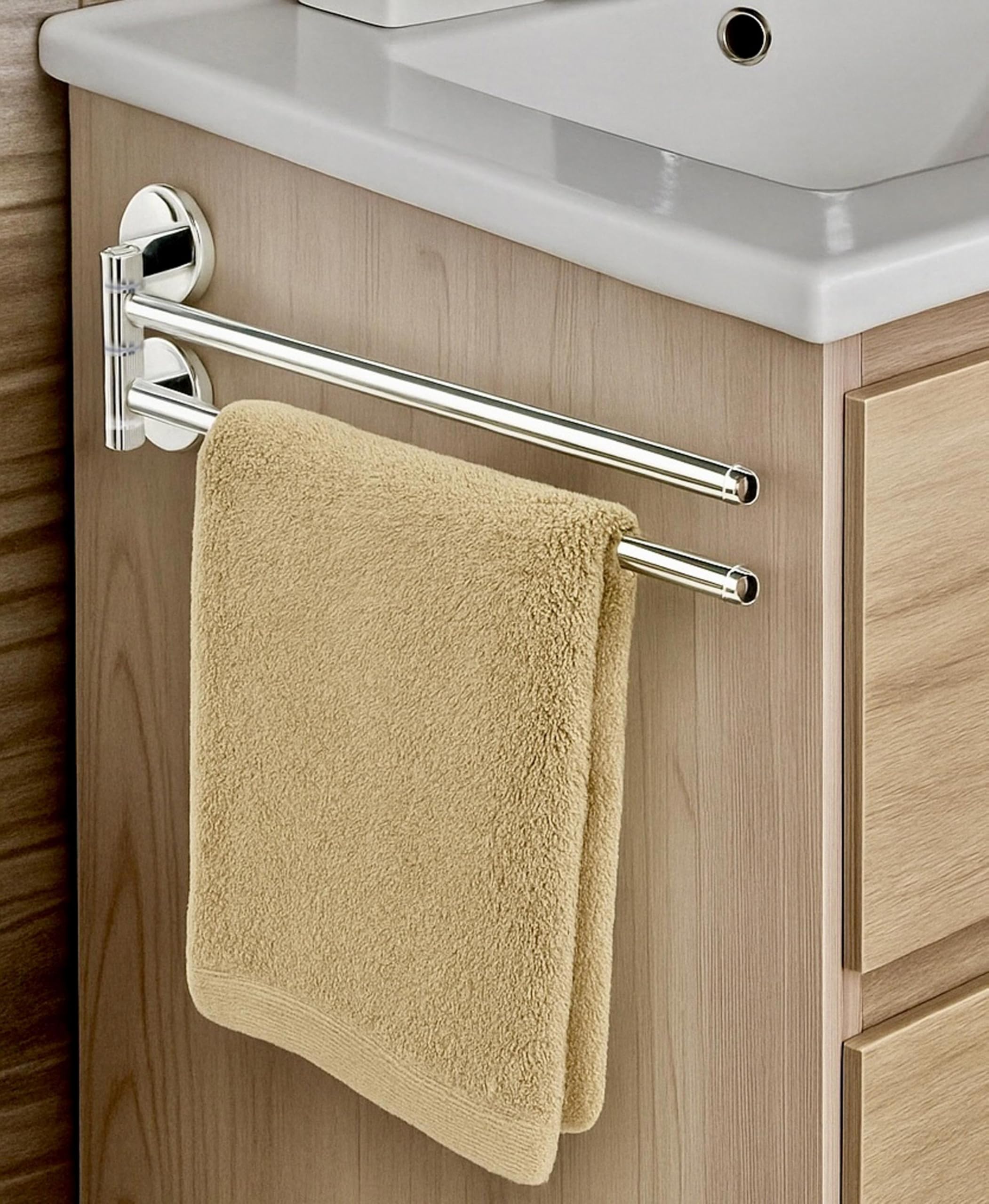 Portasciugamani Adesivo In Bambù – Senza Fori, Impermeabile, Per Bagno E Cucina