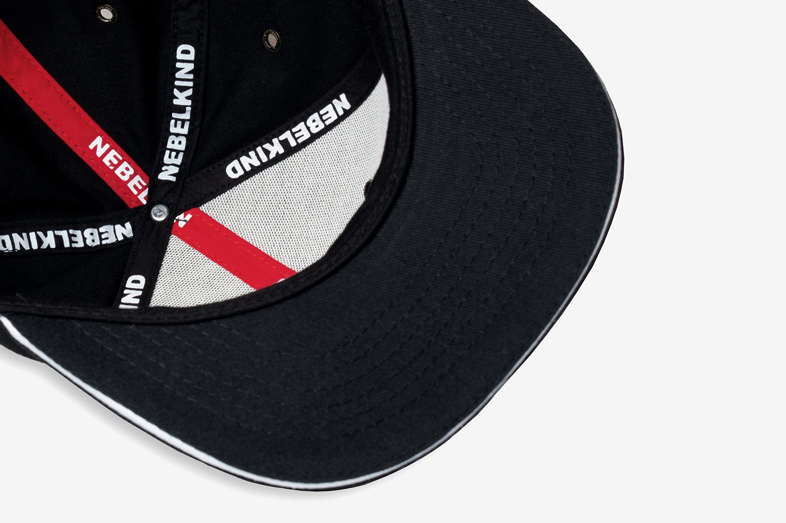 Nebelkind Snapback-Cap-Herren Damen Society Schwarz, Sandwich Schirm, Einheitsgröße OneSize, Größenverstellbar, Unisex, hochwertige Basecap trendig, Streetwear Style, Baseball-Kappe mit geradem Schirm