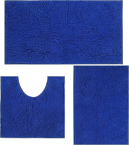 Miniatura 27 de Juegos de alfombras de baño de 3 piezas antideslizantes, alfombras de baño con respaldo de PVC, alfombra de baño lavable, absorbente, alfombrillas
