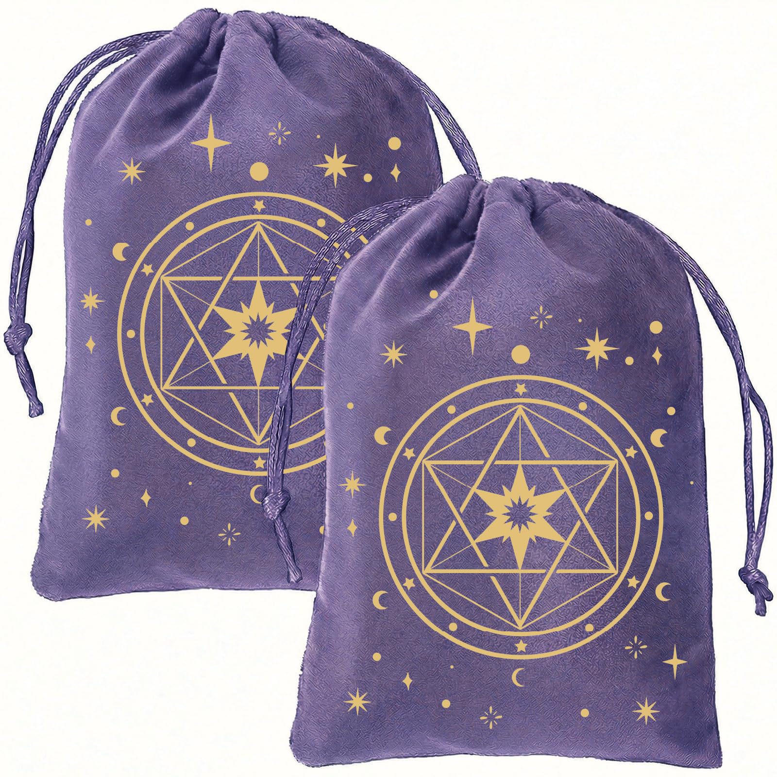 CREATCABIN 2Pcs Star Purple Velvet Storage Bag Tarot Cards Bags Drawstrings Bags Dice Deck Holder Tarot Pouches Jewelry Wrap Bag for Crystals Witchcraft Divination Supplies 5x7Inch โ image 1