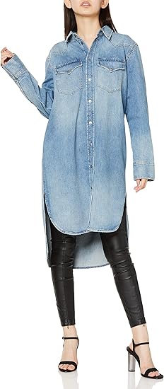 Amazon Co Jp ディーゼル Diesel レディース ワンピース デニム ロングシャツ ライトウォッシュ ドレス 00sq980paub S インディゴブルー 01 服 ファッション小物
