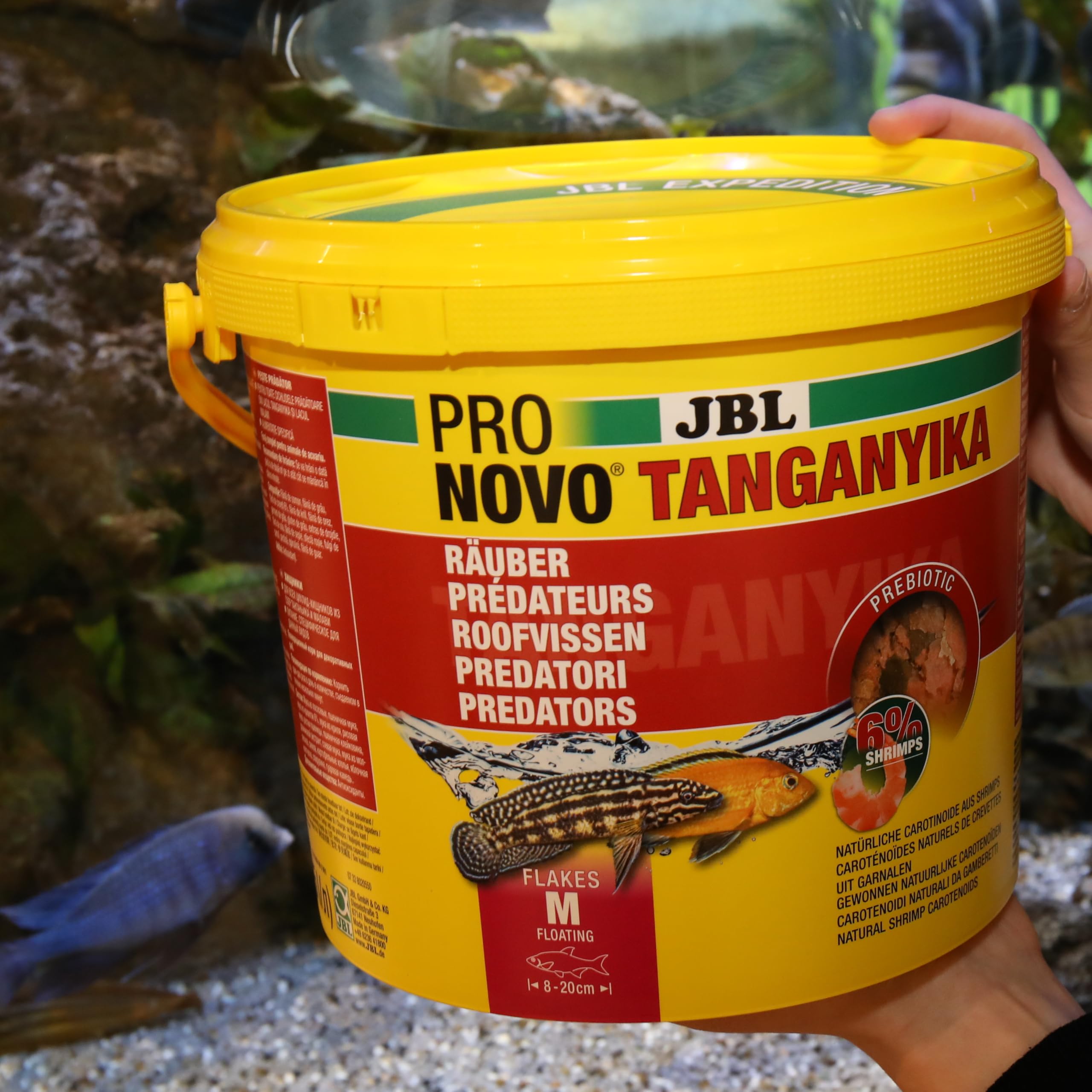 JBL PRONOVO TANGANYIKA Flakes, alimento Principal para Todos los cíclidos de 8-20 cm, Copos de Comida para Peces, Talla M, 5500 ml